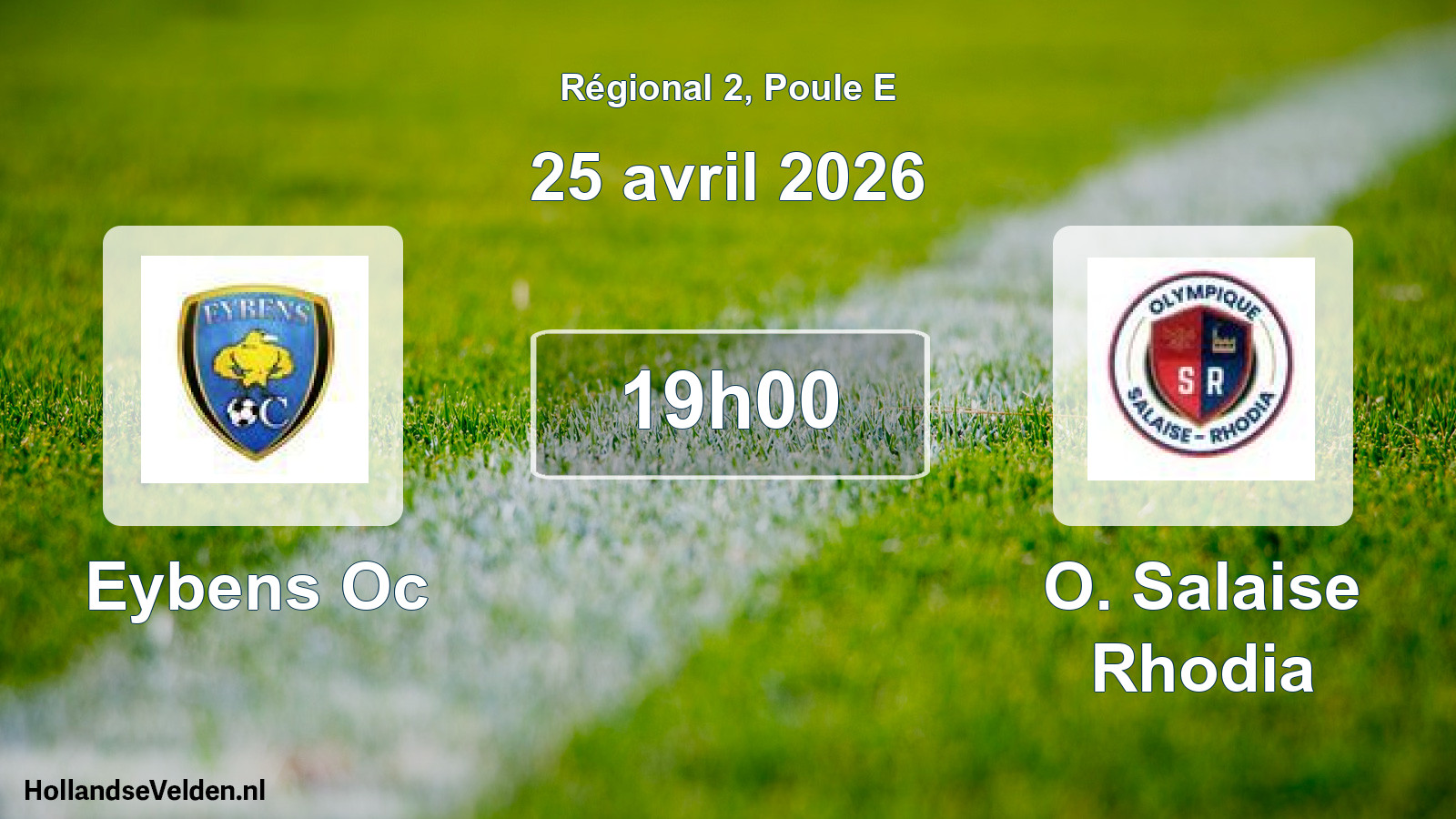 Geplande wedstrijd: Eybens Oc - O. Salaise Rhodia (25 april 2026)