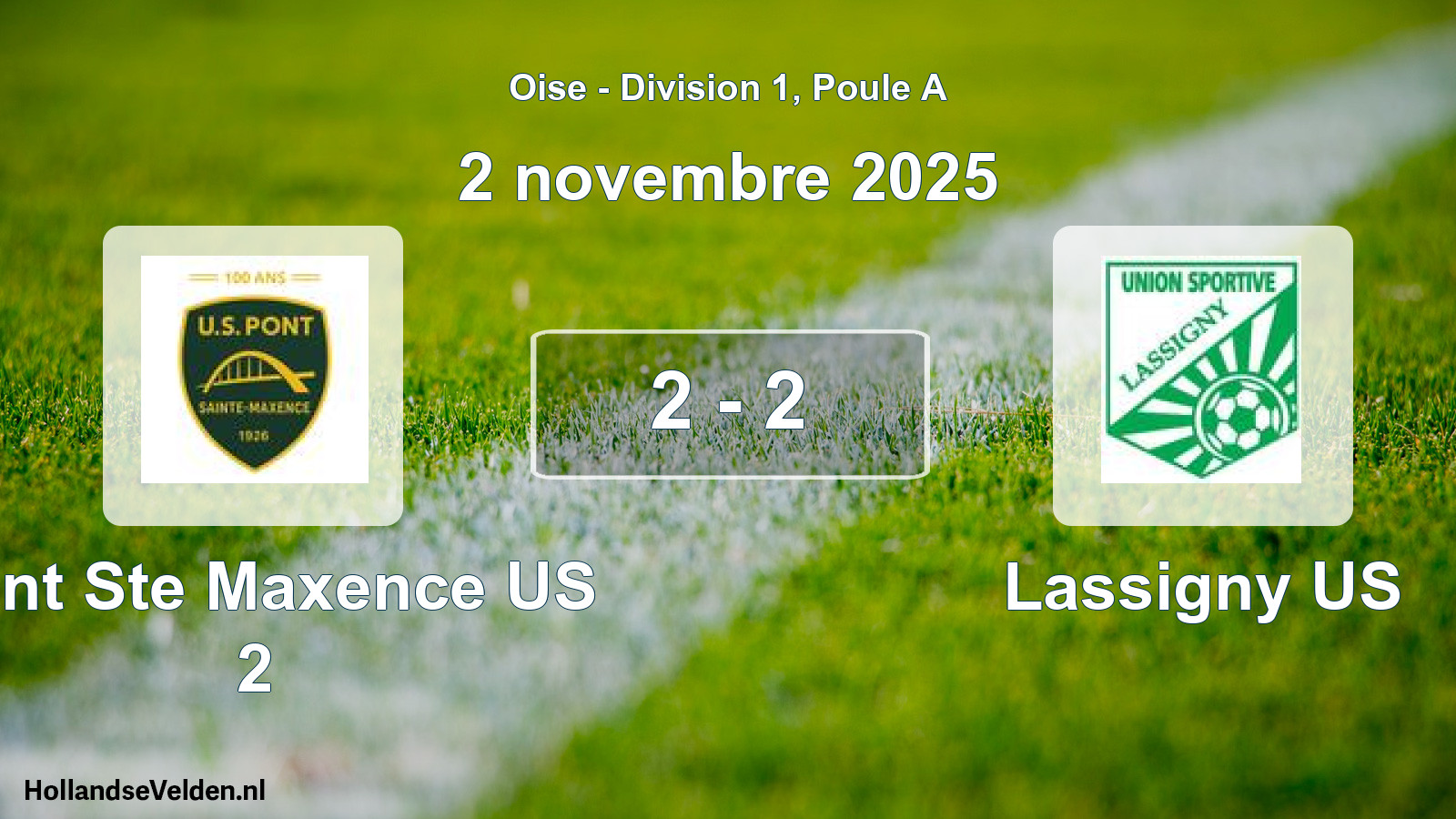 Match joué: Pont Ste Maxence US 2 - Lassigny US 2 - 2 (2 novembre 2025)