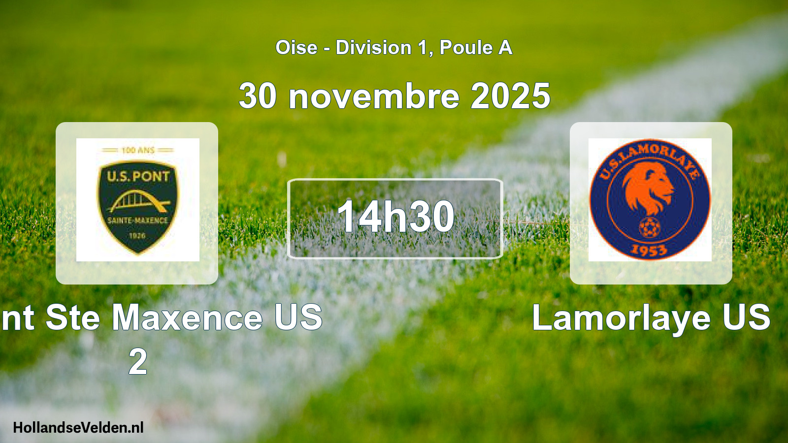 Match programmé: Pont Ste Maxence US 2 - Lamorlaye US (30 novembre 2025)