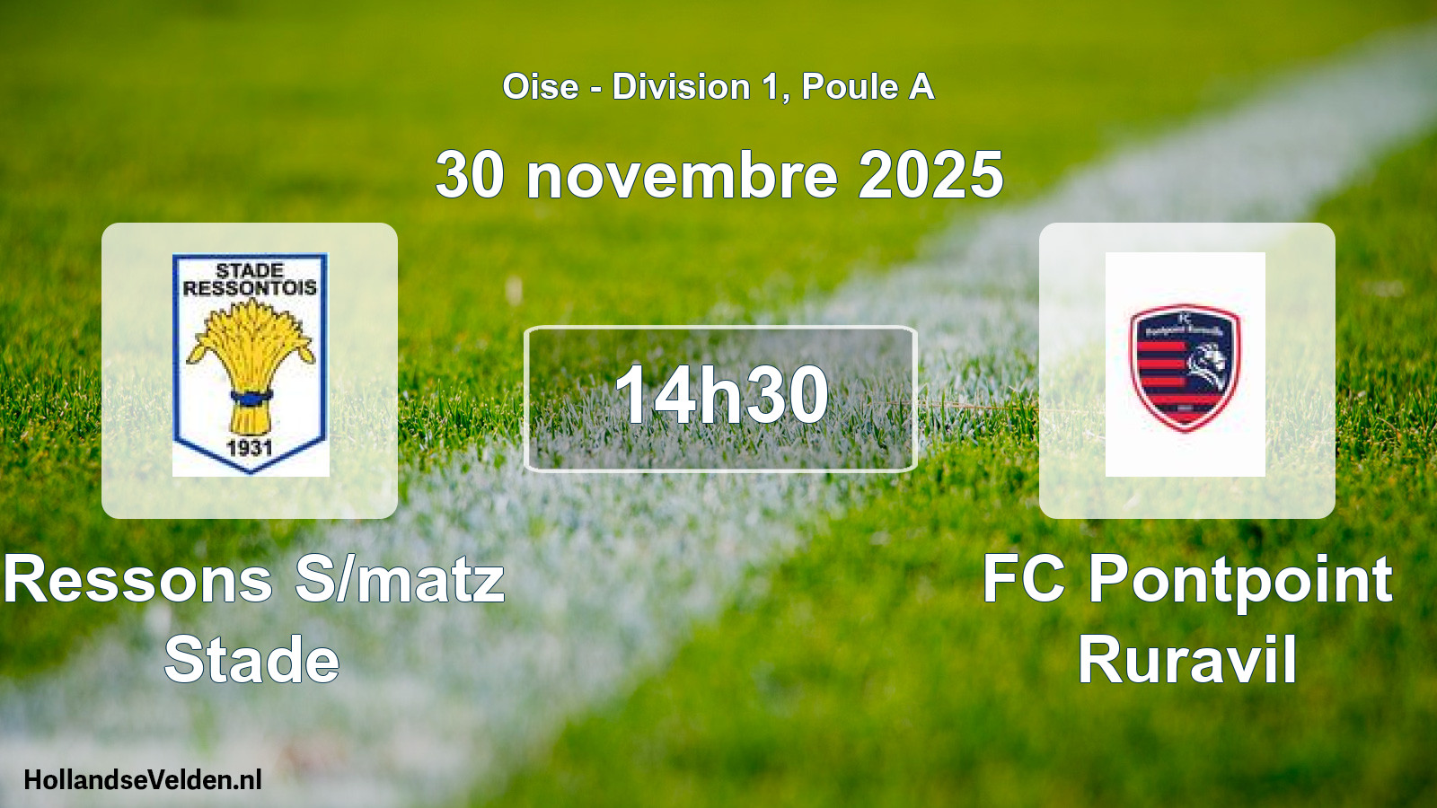 Match programmé: Ressons S/matz Stade - FC Pontpoint Ruravil (30 novembre 2025)