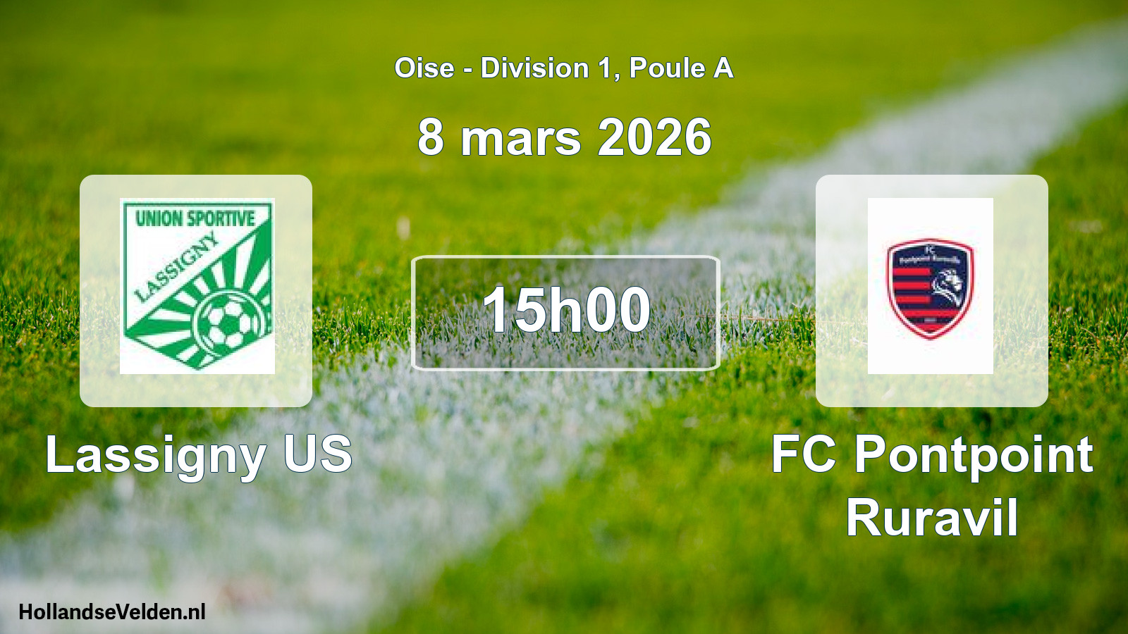 Match programmé: Lassigny US - FC Pontpoint Ruravil (8 mars 2026)