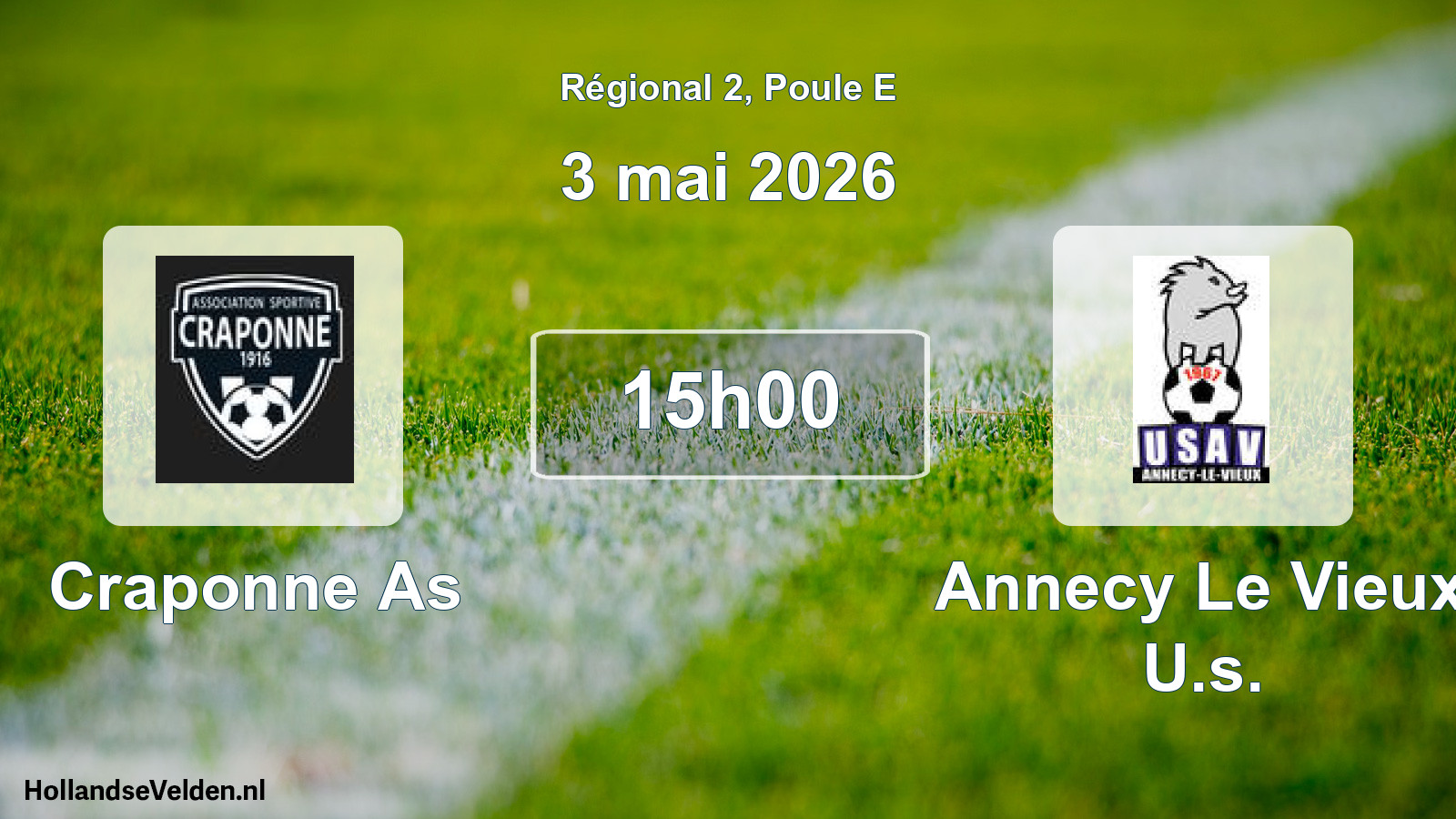 Geplande wedstrijd: Craponne As - Annecy Le Vieux U.s. (3 mai 2026)