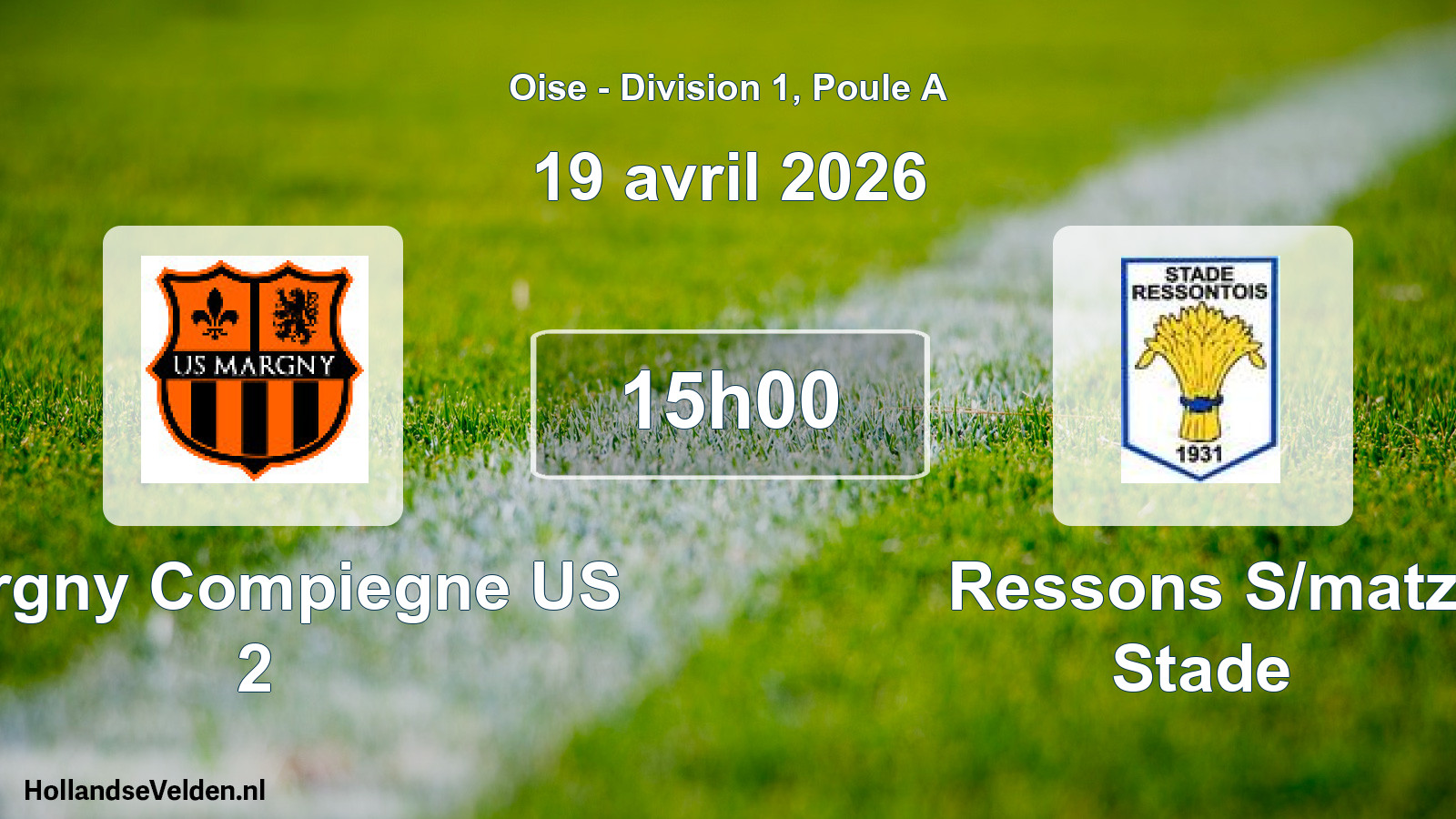 Match programmé: Margny Compiegne US 2 - Ressons S/matz Stade (19 avril 2026)