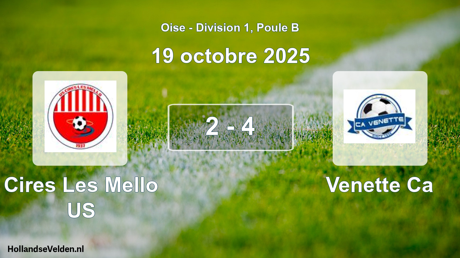 Match joué: Cires Les Mello US - Venette Ca 2 - 4 (19 octobre 2025)