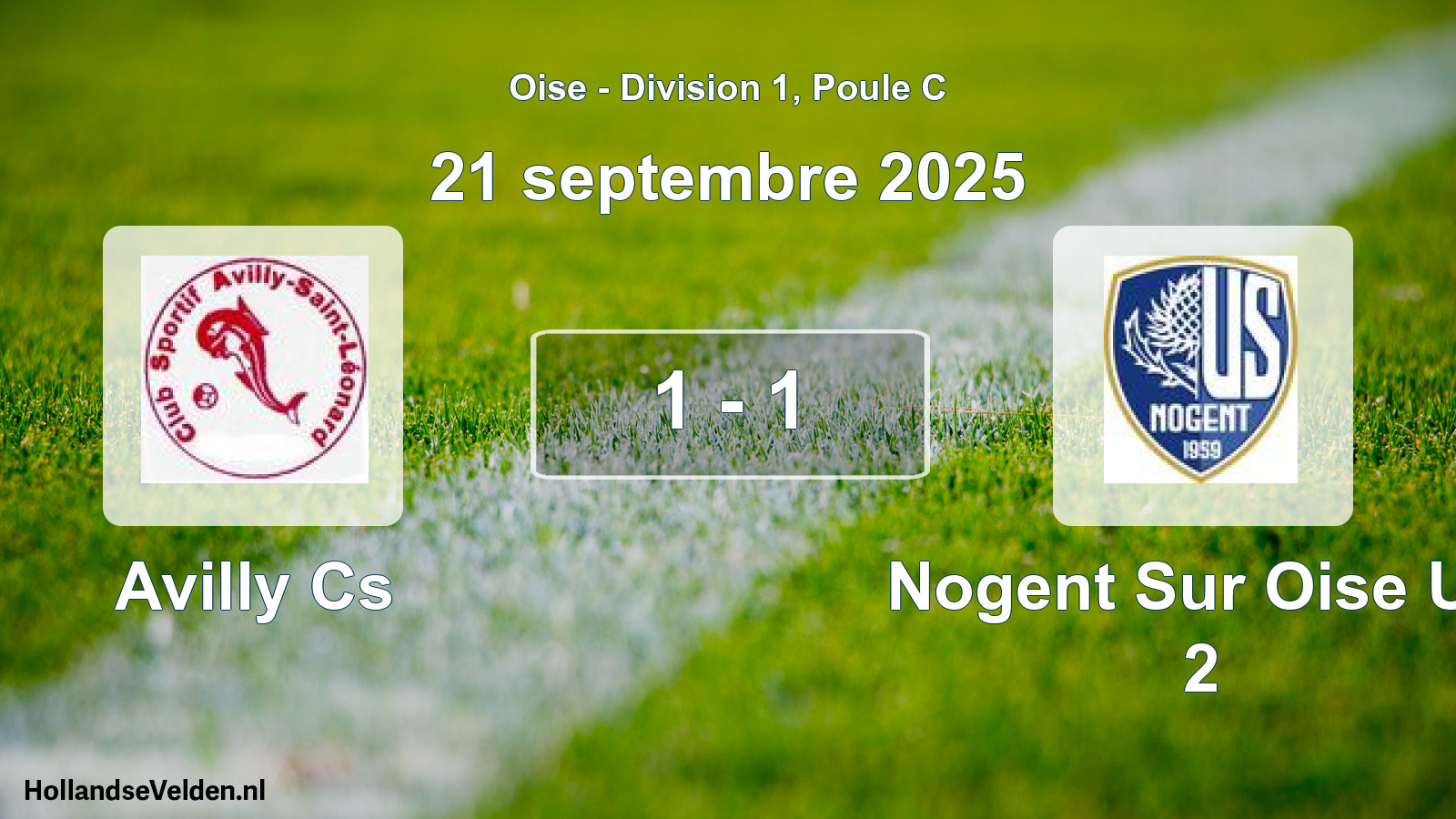 Match joué: Avilly Cs - Nogent Sur Oise US 2 1 - 1 (21 septembre 2025)
