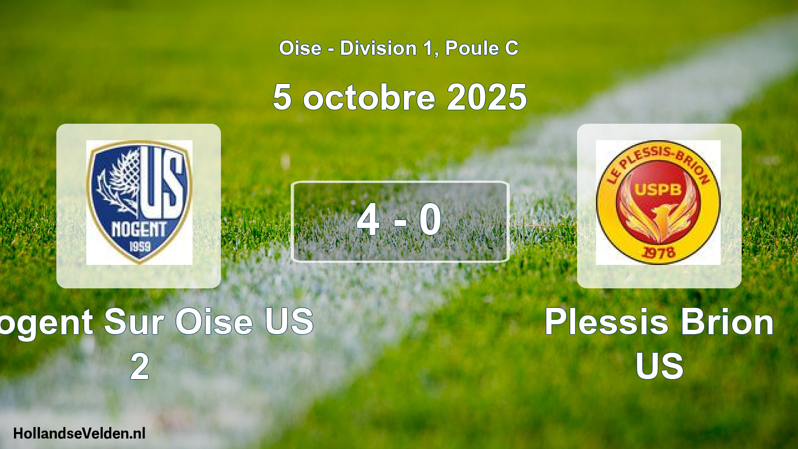Match joué: Nogent Sur Oise US 2 - Plessis Brion US 4 - 0 (5 octobre 2025)