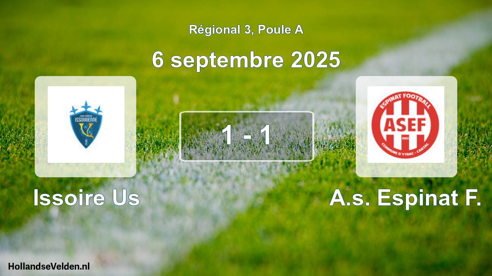 Gespeelde wedstrijd: Issoire Us - A.s. Espinat F. 1 - 1 (6 septembre 2025)