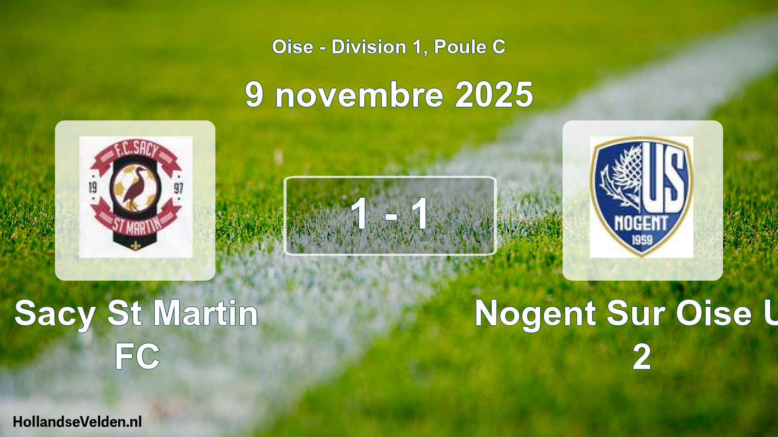 Gespeelde wedstrijd: Sacy St Martin FC - Nogent Sur Oise US 2 1 - 1 (9 november 2025)