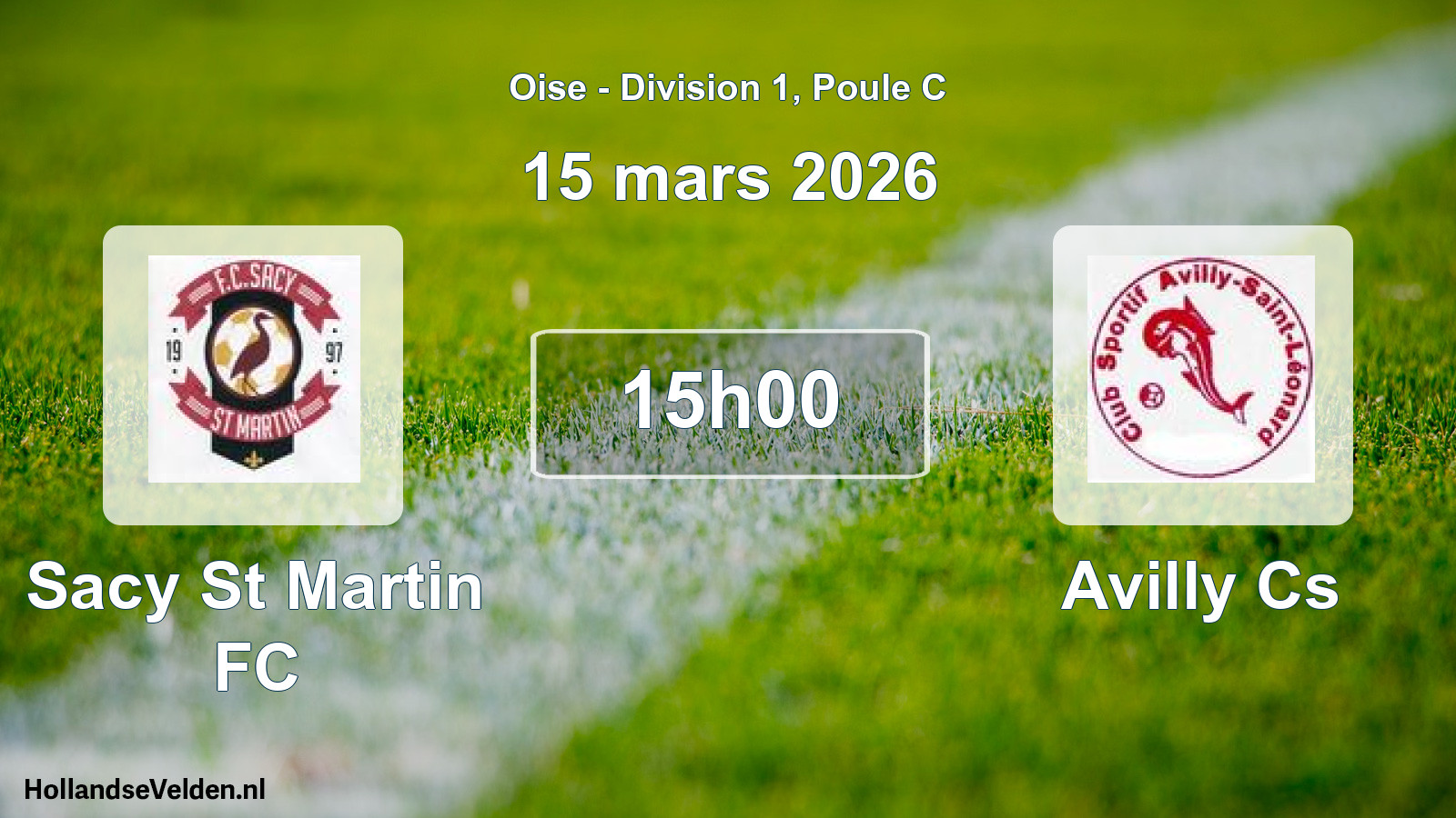 Match programmé: Sacy St Martin FC - Avilly Cs (15 mars 2026)