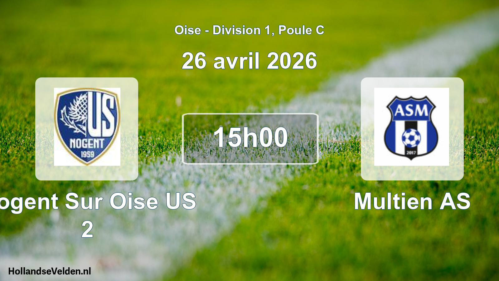 Match programmé: Nogent Sur Oise US 2 - Multien AS (26 avril 2026)