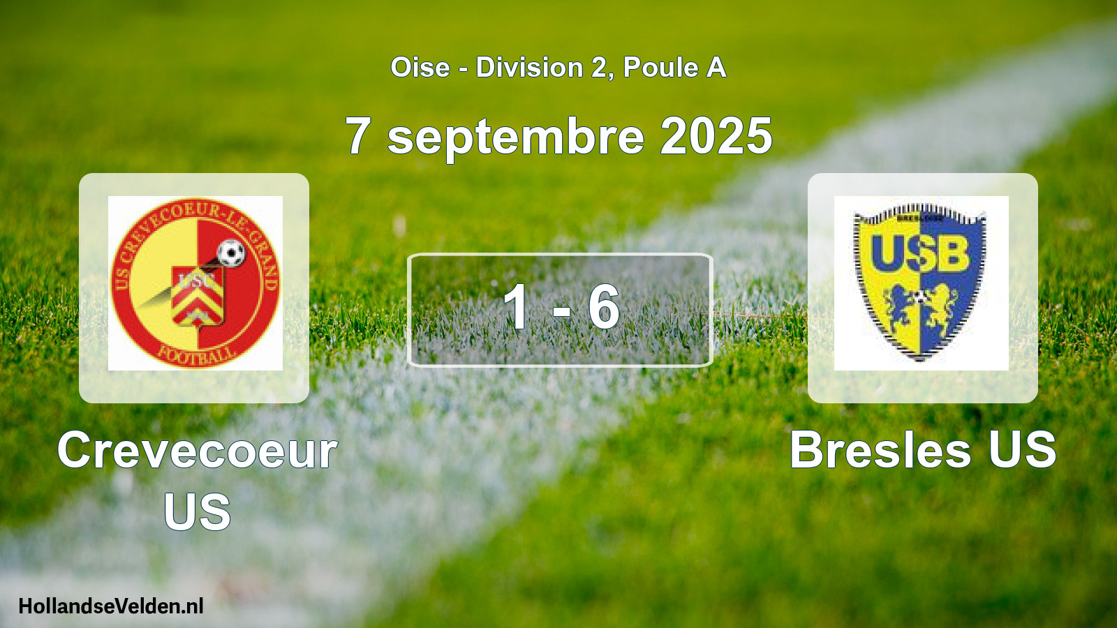 Match joué: Crevecoeur US - Bresles US 1 - 6 (7 septembre 2025)