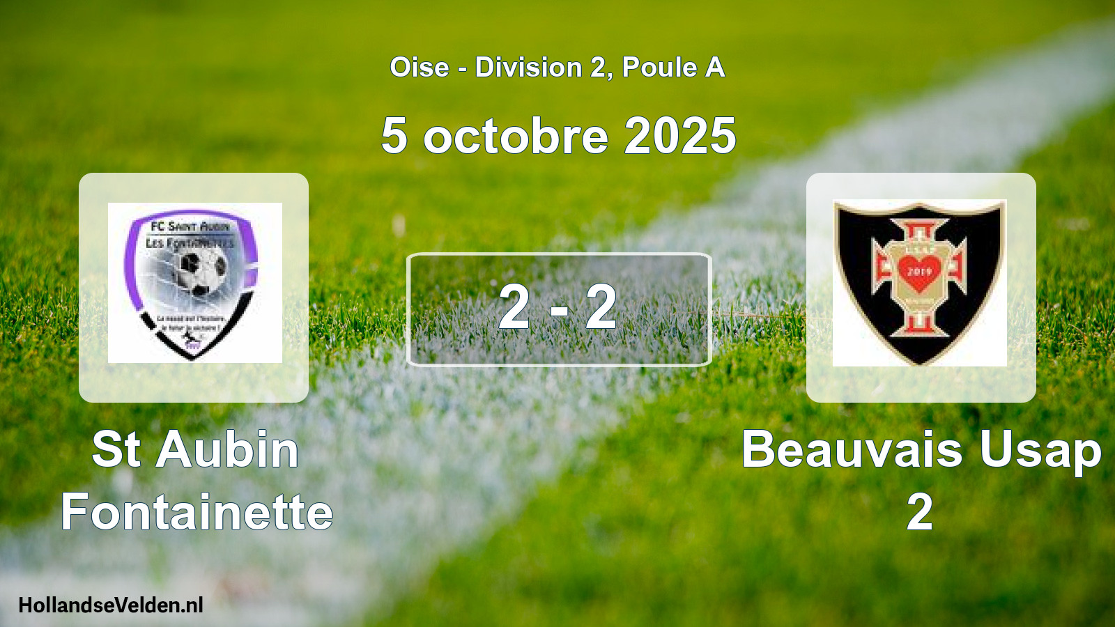 Match joué: St Aubin Fontainette - Beauvais Usap 2 2 - 2 (5 octobre 2025)