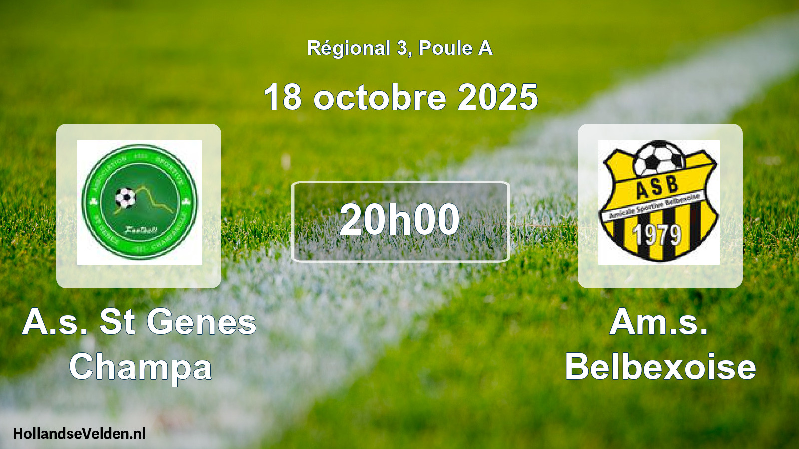 Scheduled Match: A.s. St Genes Champa - Am.s. Belbexoise (18 October 2025)