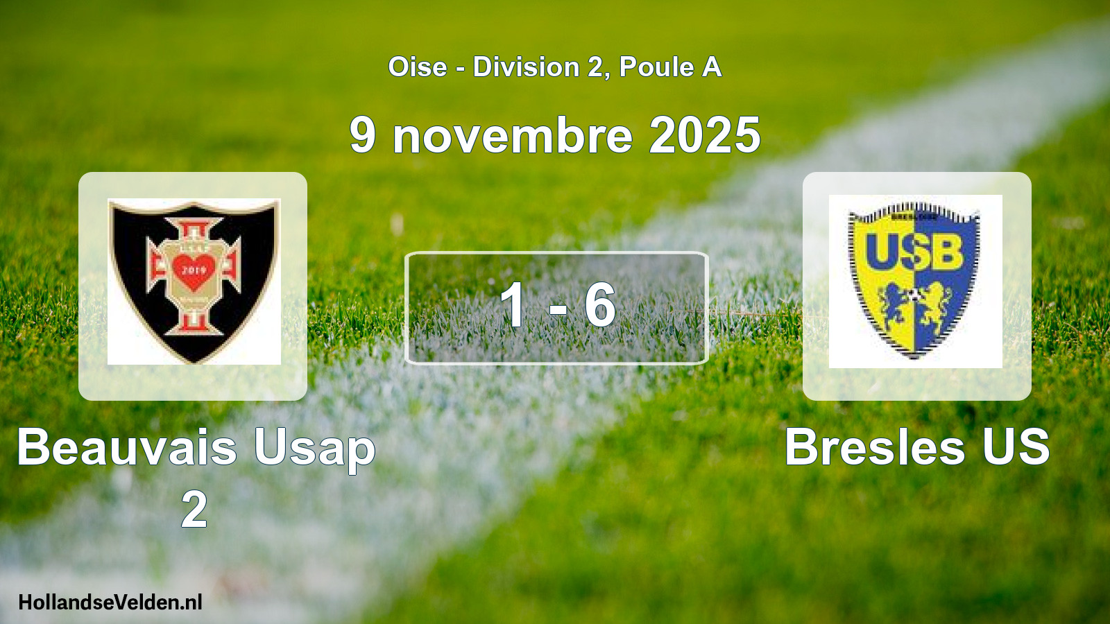 Match joué: Beauvais Usap 2 - Bresles US 1 - 6 (9 novembre 2025)