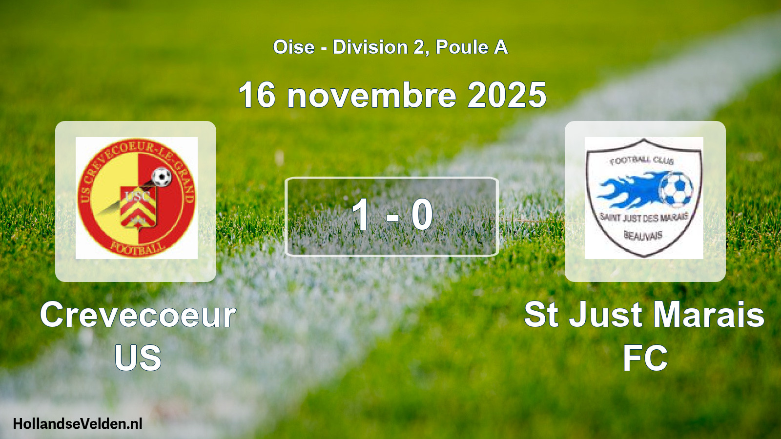 Match joué: Crevecoeur US - St Just Marais FC 1 - 0 (16 novembre 2025)