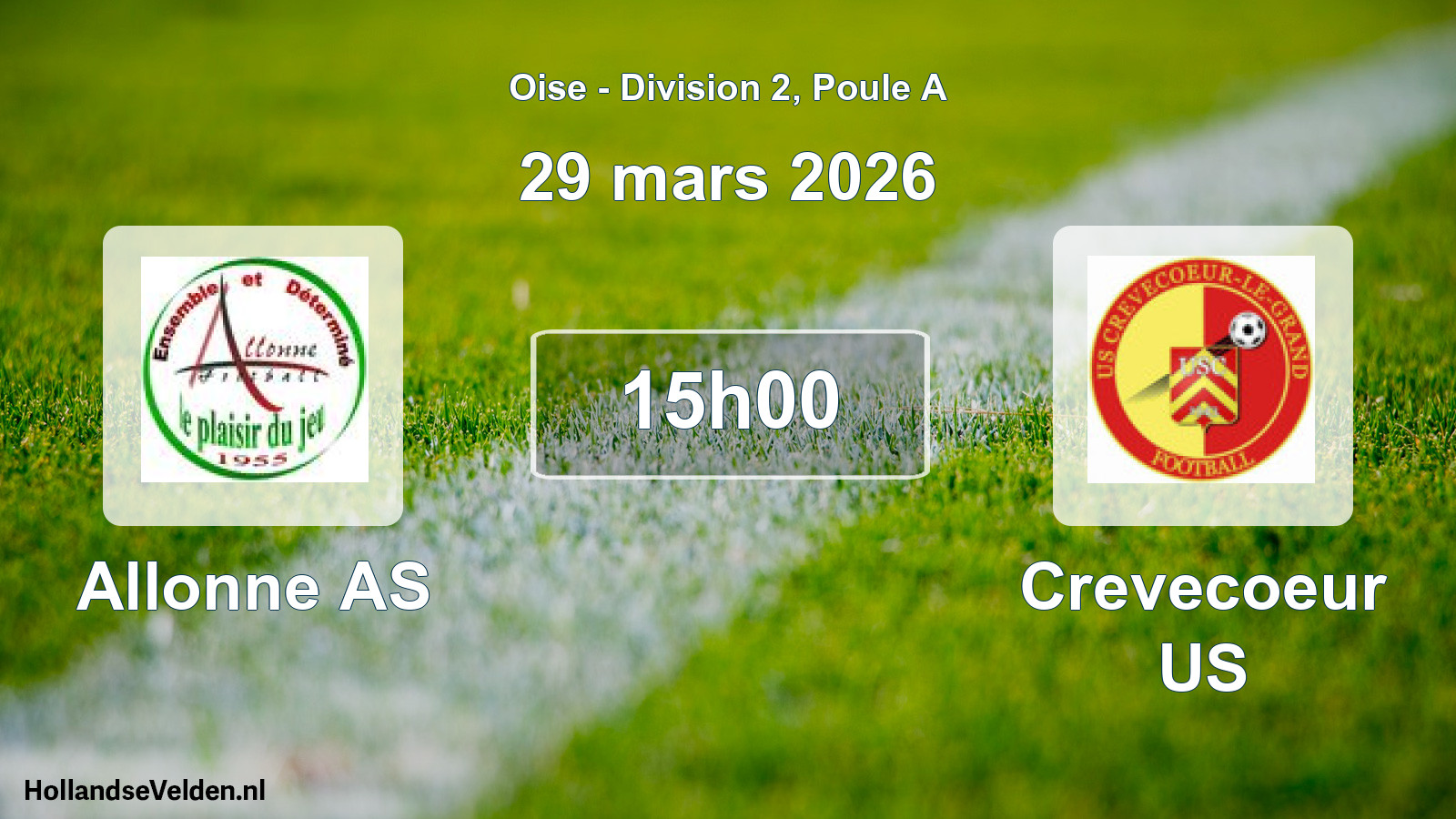 Match programmé: Allonne AS - Crevecoeur US (29 mars 2026)