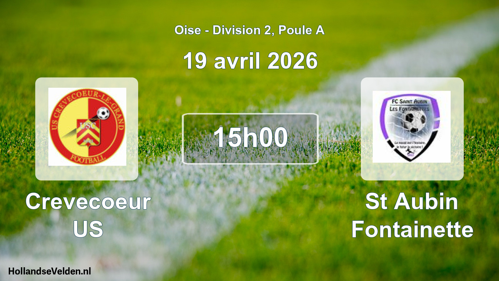 Geplande wedstrijd: Crevecoeur US - St Aubin Fontainette (19 april 2026)