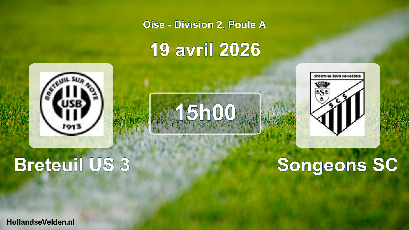 Match programmé: Breteuil US 3 - Songeons SC (19 avril 2026)