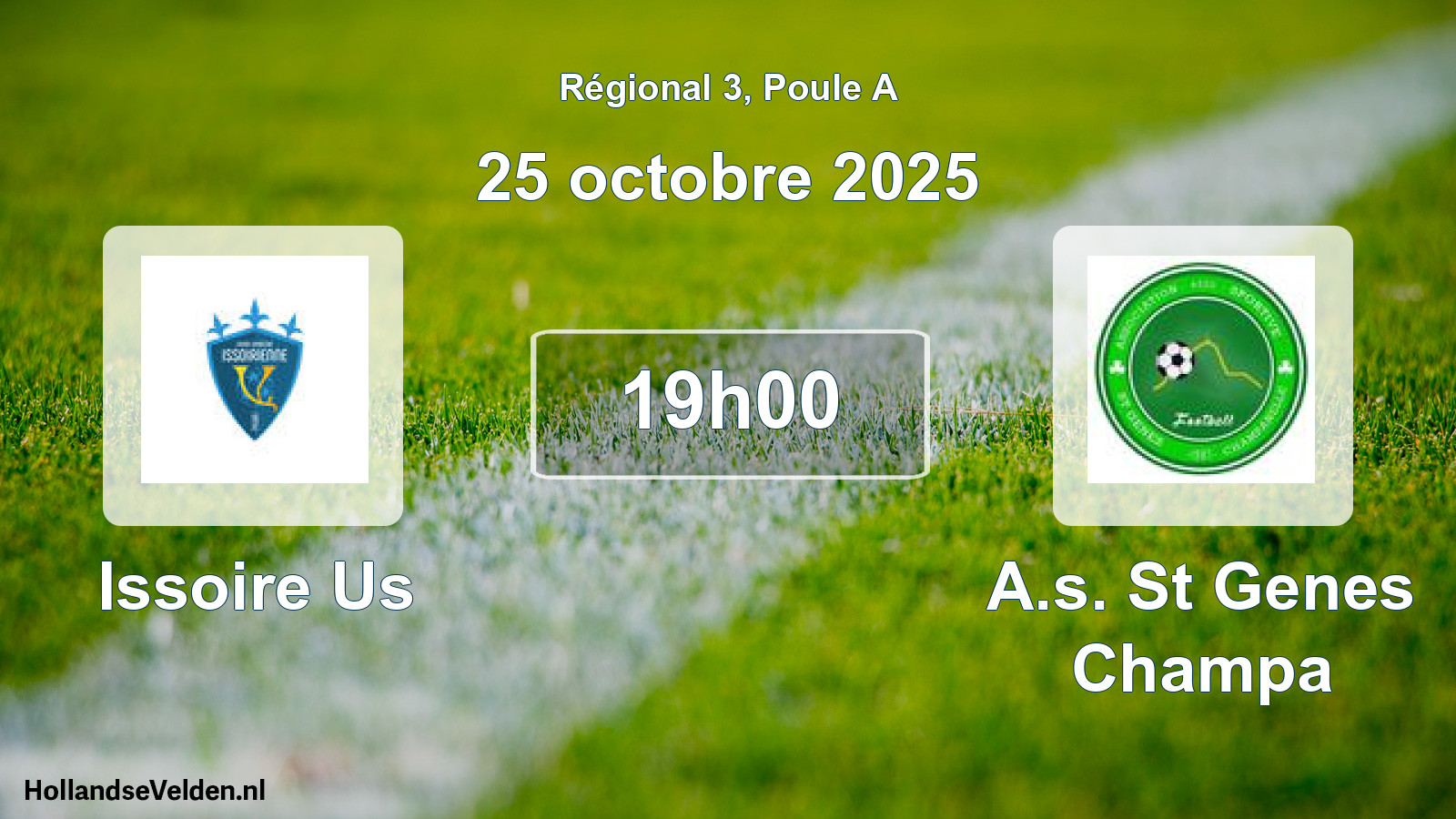 Geplande wedstrijd: Issoire Us - A.s. St Genes Champa (25 oktober 2025)