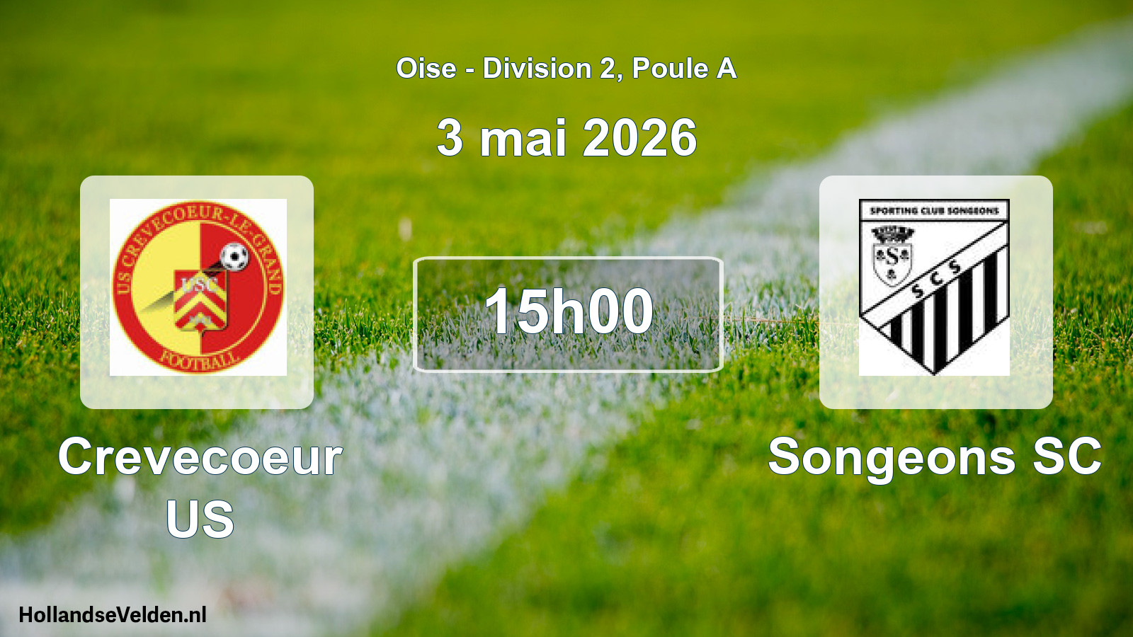 Match programmé: Crevecoeur US - Songeons SC (3 mai 2026)
