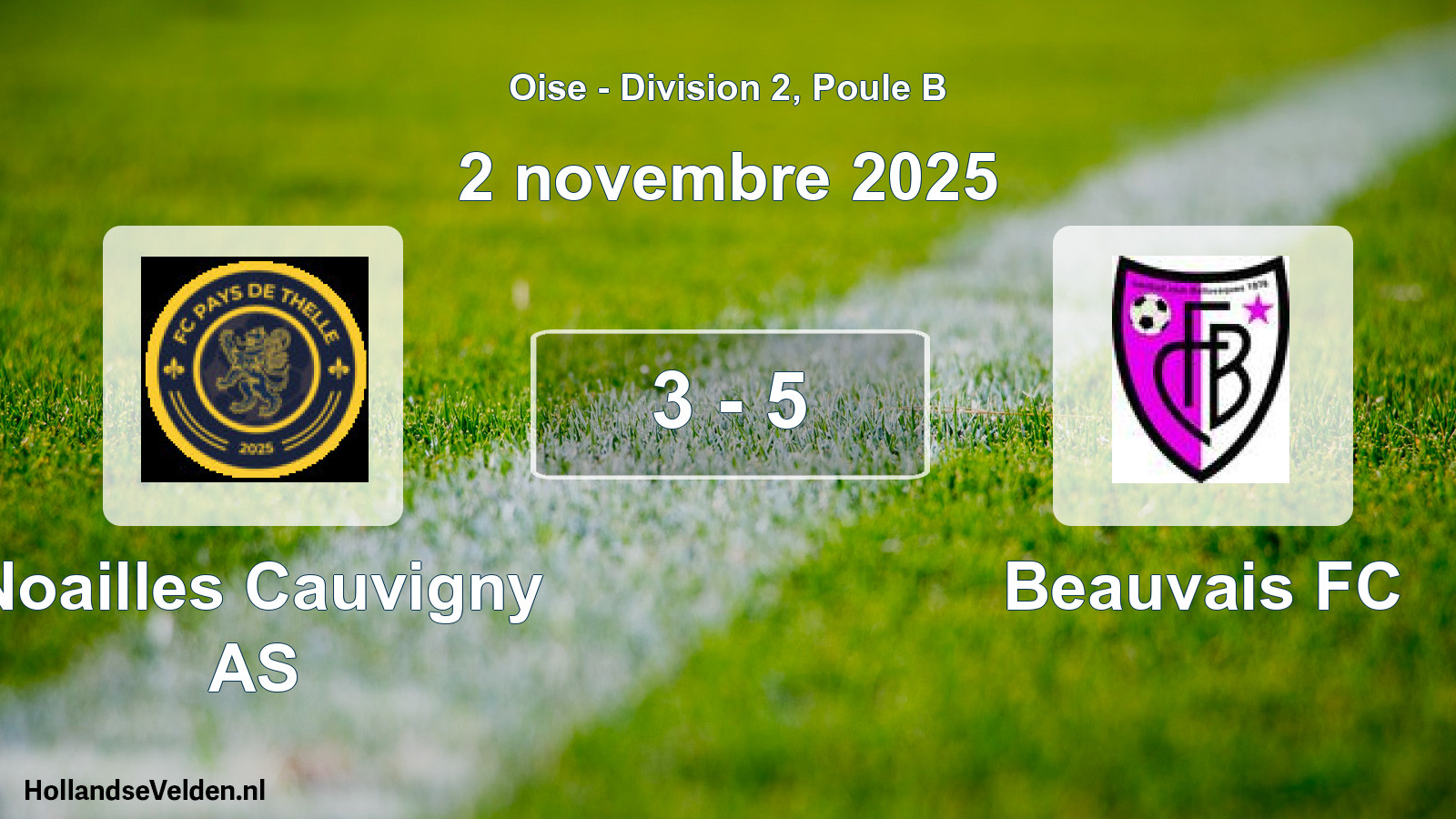 Match joué: Noailles Cauvigny AS - Beauvais FC 3 - 5 (2 novembre 2025)