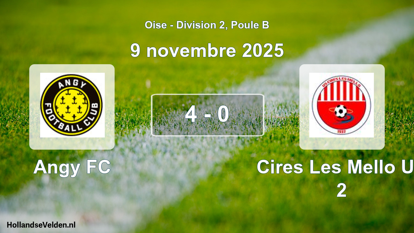 Match joué: Angy FC - Cires Les Mello US 2 4 - 0 (9 novembre 2025)