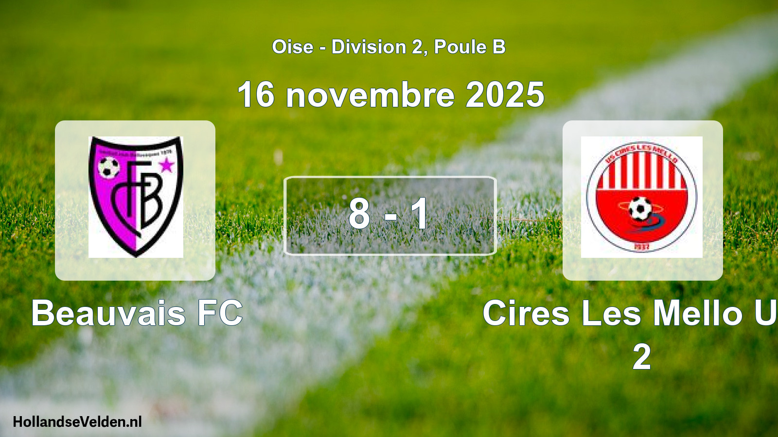 Match joué: Beauvais FC - Cires Les Mello US 2 8 - 1 (16 novembre 2025)