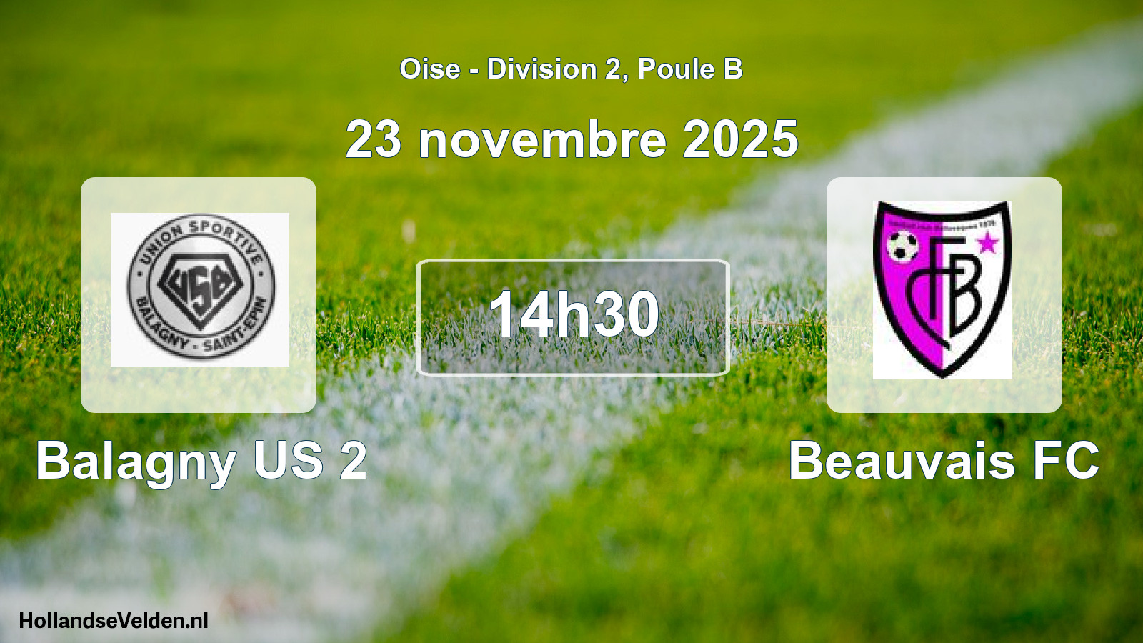 Match programmé: Balagny US 2 - Beauvais FC (23 novembre 2025)