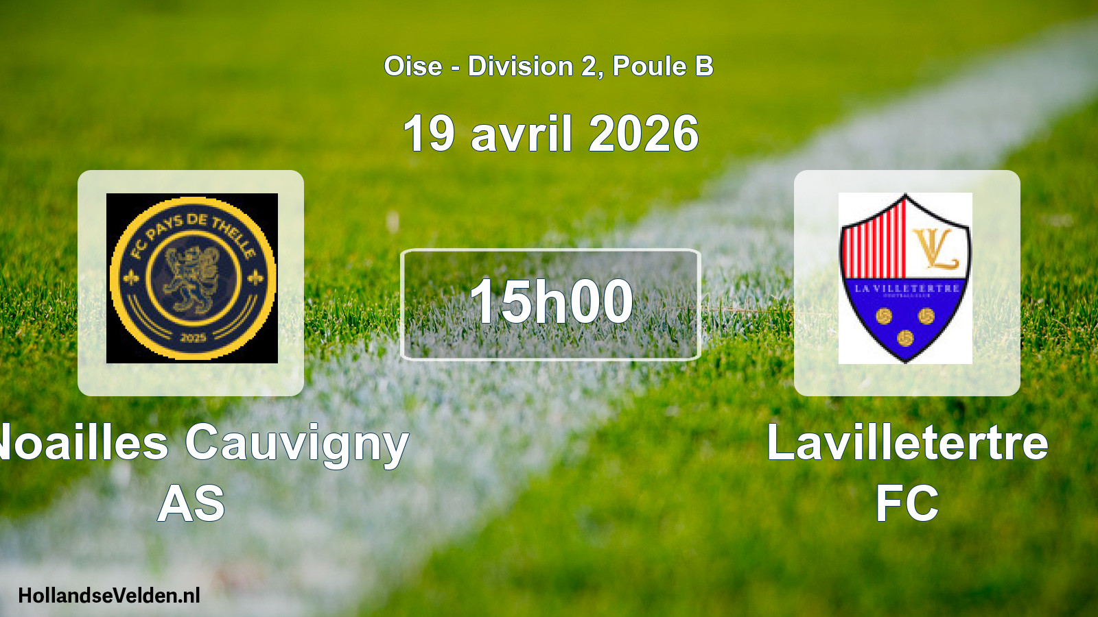 Match programmé: Noailles Cauvigny AS - Lavilletertre FC (19 avril 2026)