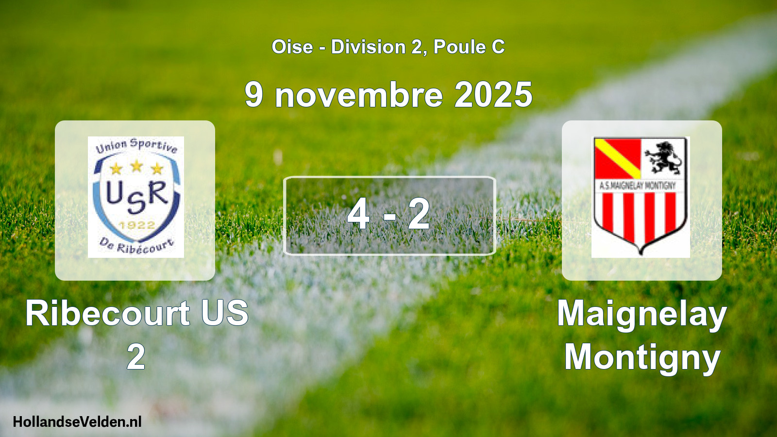 Match joué: Ribecourt US 2 - Maignelay Montigny 4 - 2 (9 novembre 2025)