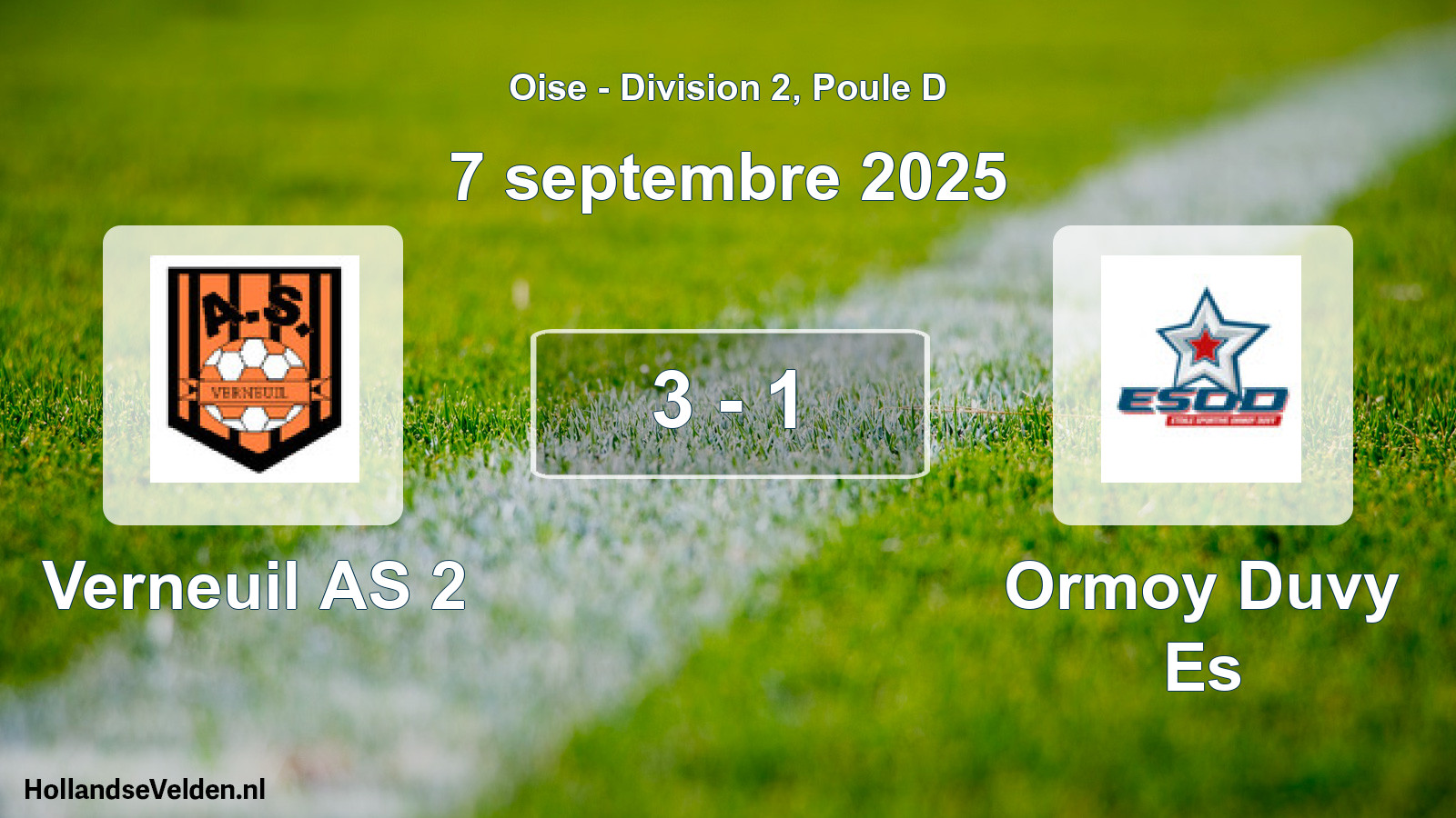 Match joué: Verneuil AS 2 - Ormoy Duvy Es 3 - 1 (7 septembre 2025)