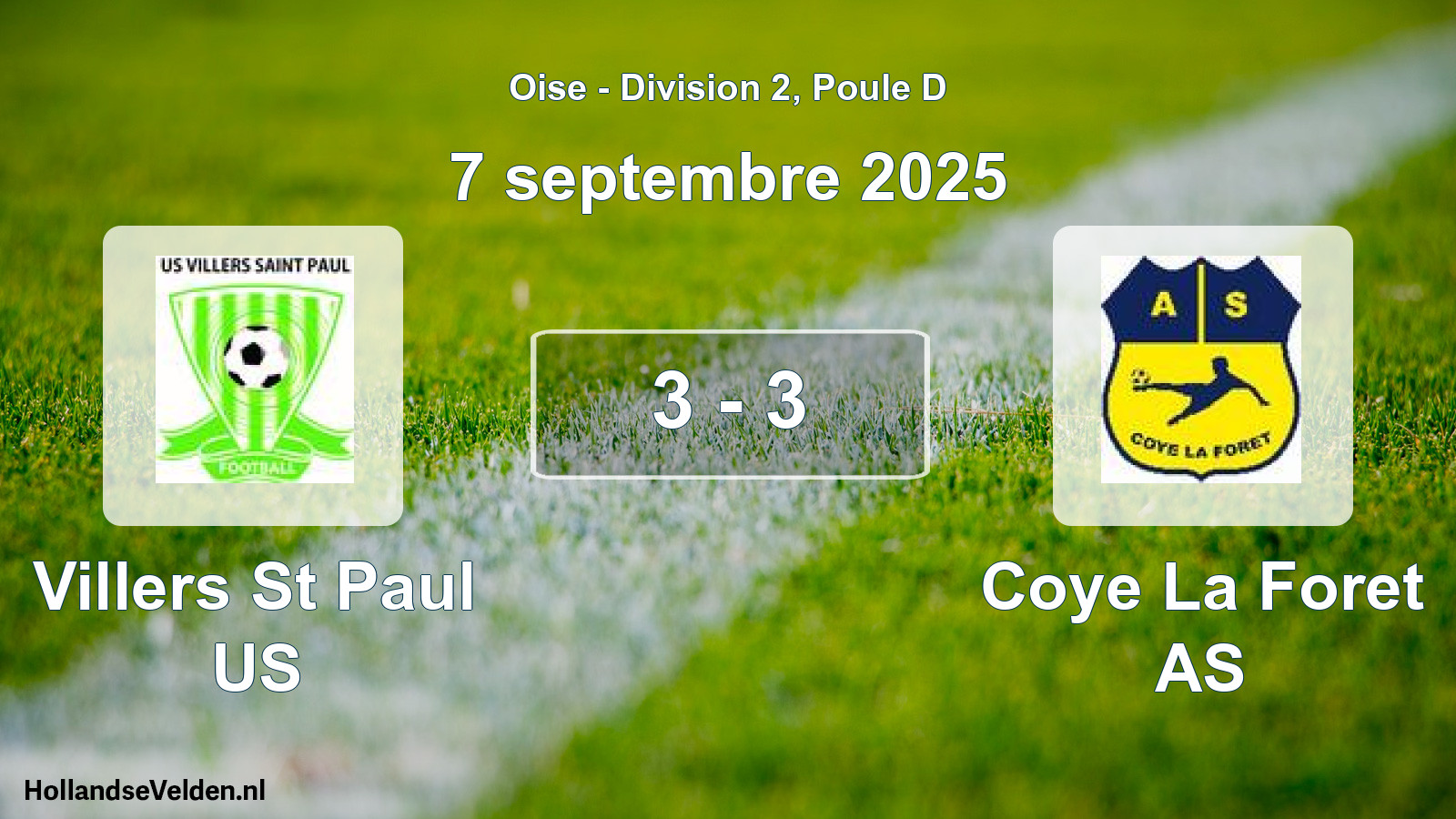 Match joué: Villers St Paul US - Coye La Foret AS 3 - 3 (7 septembre 2025)