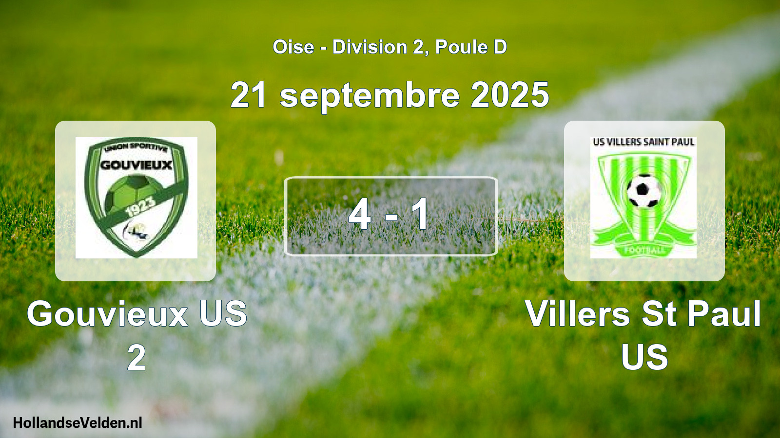 Gespeelde wedstrijd: Gouvieux US 2 - Villers St Paul US 4 - 1 (21 september 2025)