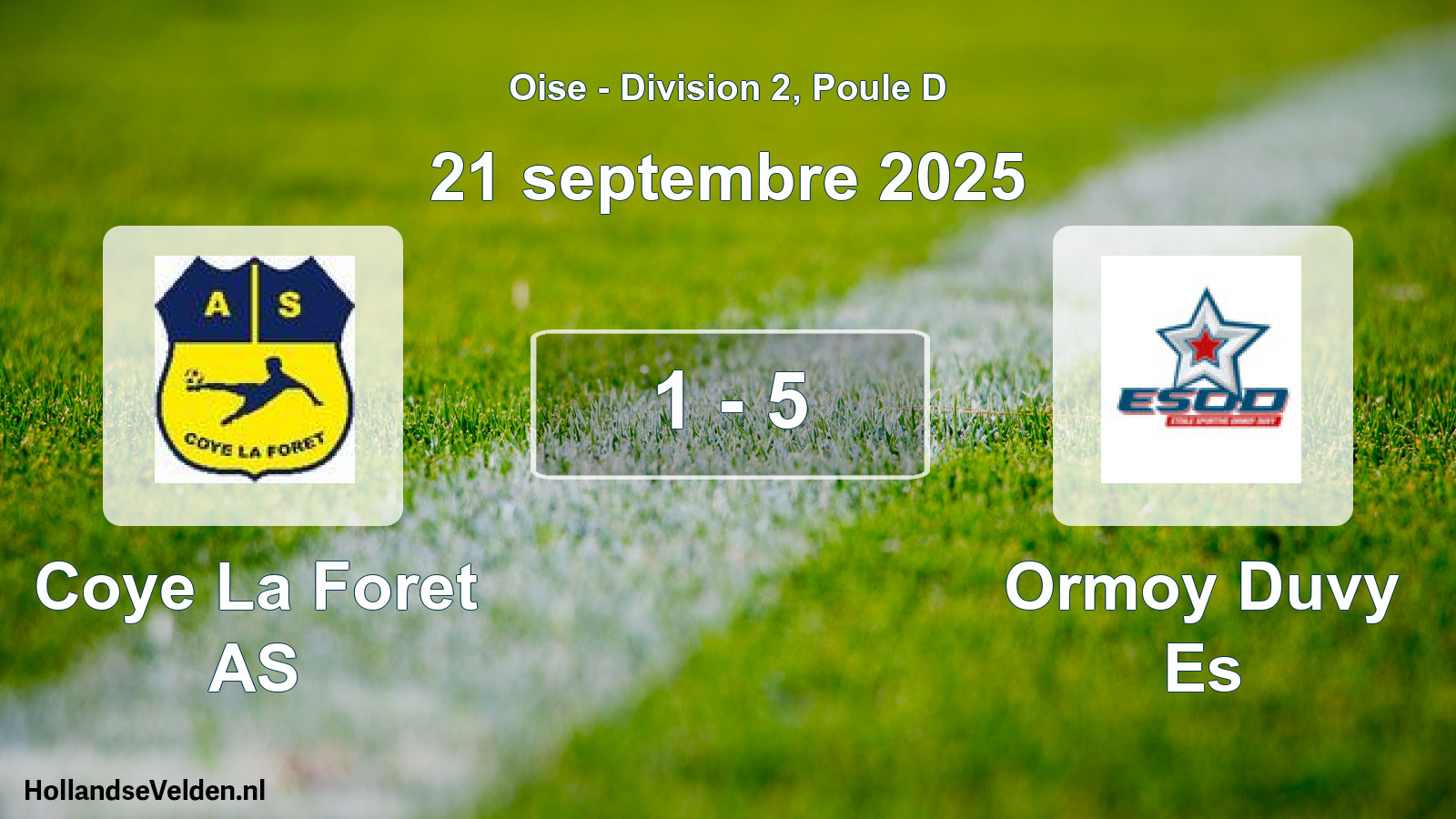 Match joué: Coye La Foret AS - Ormoy Duvy Es 1 - 5 (21 septembre 2025)