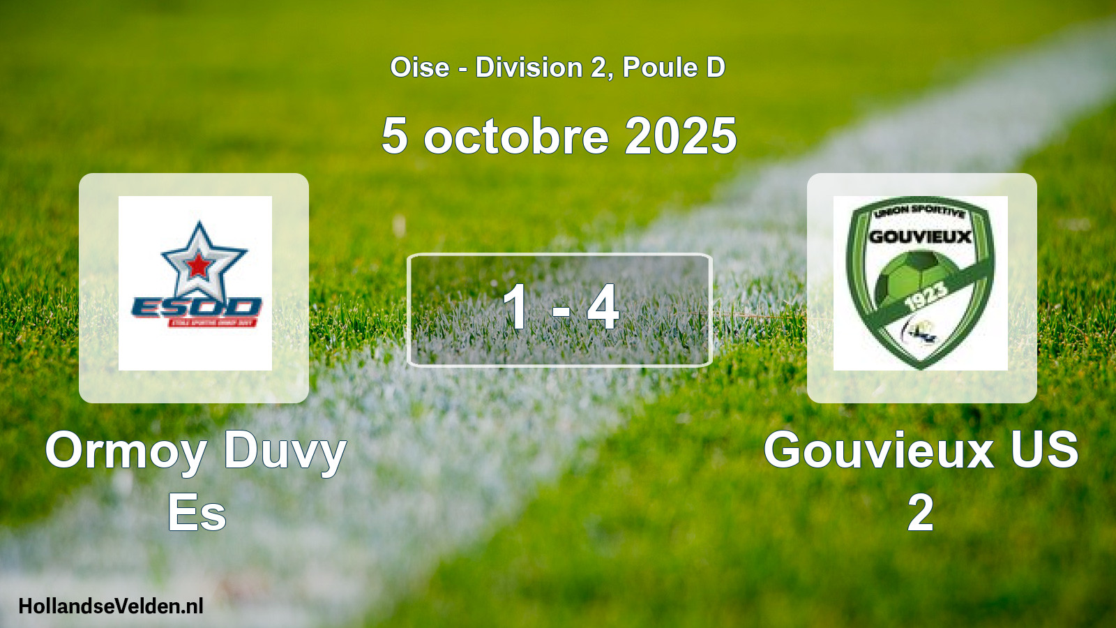 Match joué: Ormoy Duvy Es - Gouvieux US 2 1 - 4 (5 octobre 2025)