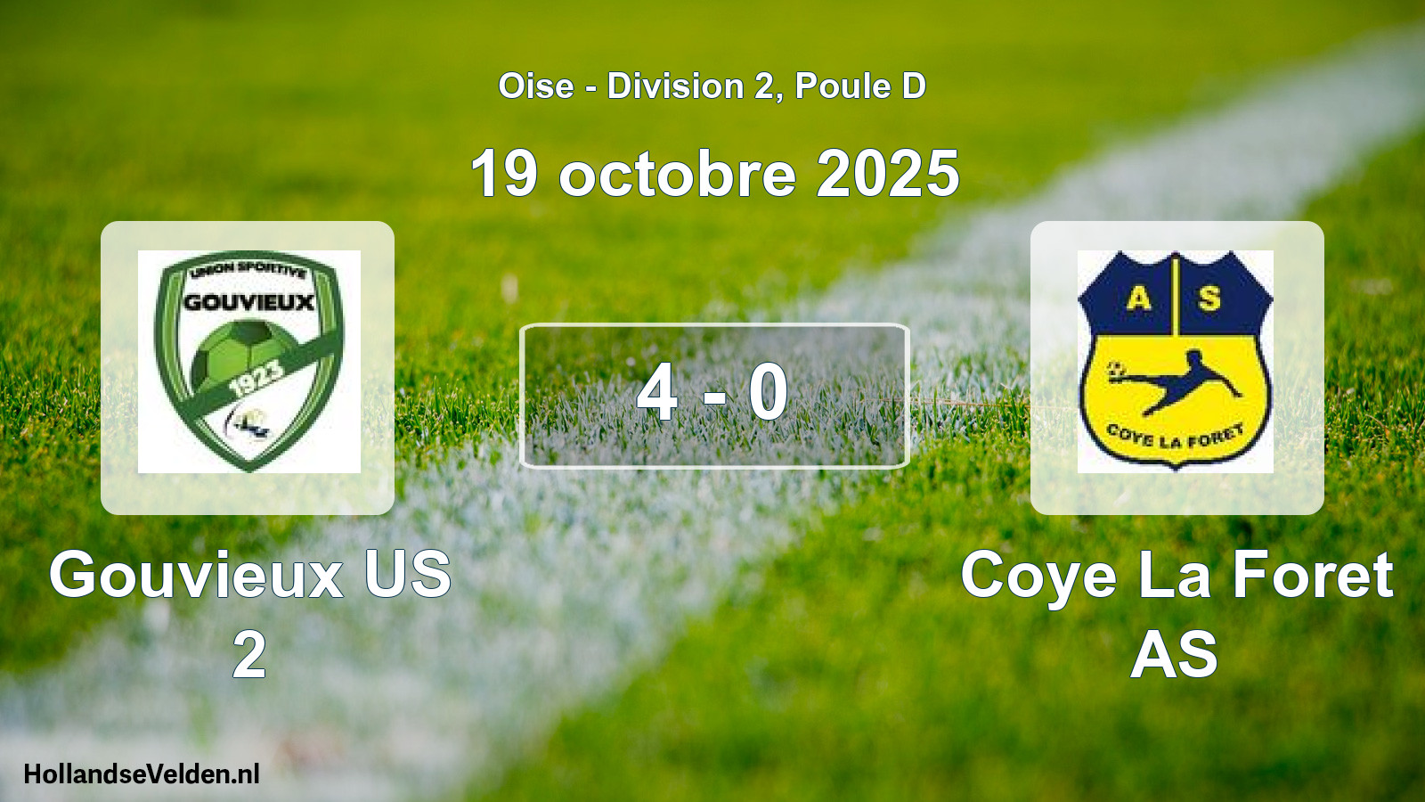 Match joué: Gouvieux US 2 - Coye La Foret AS 4 - 0 (19 octobre 2025)