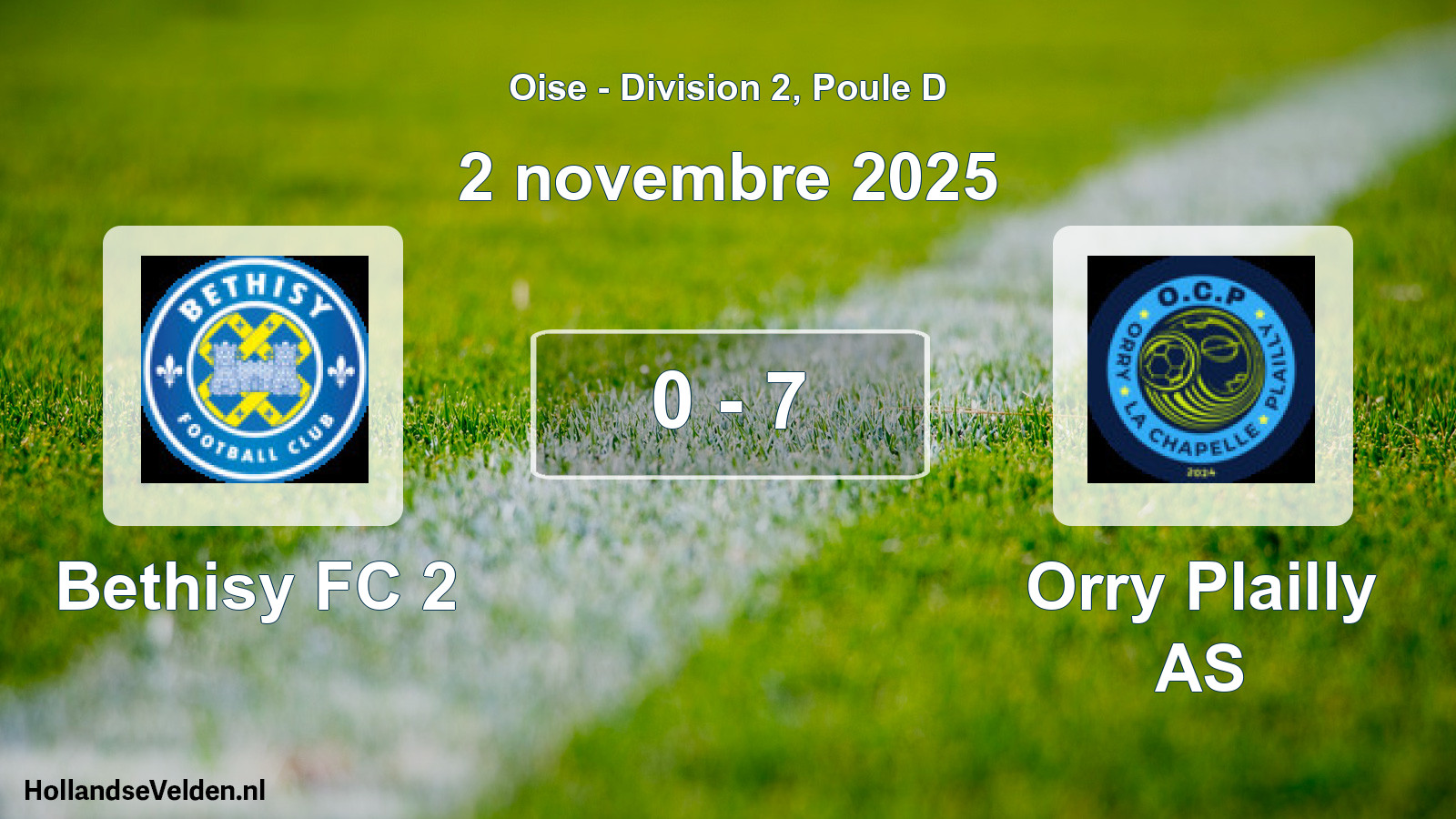 Match joué: Bethisy FC 2 - Orry Plailly AS 0 - 7 (2 novembre 2025)