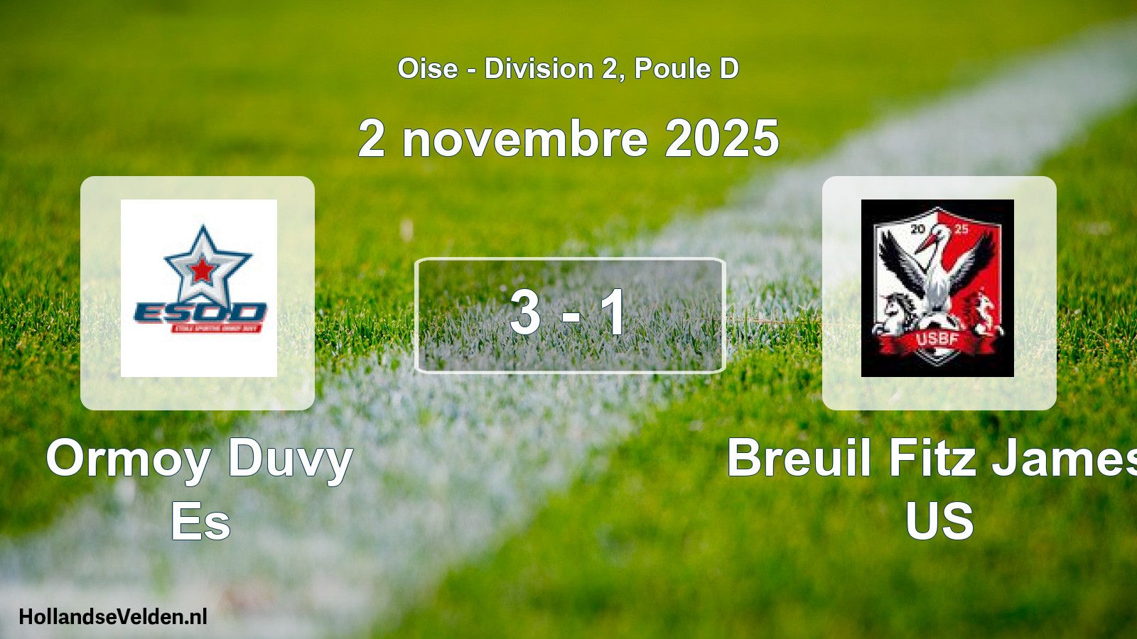 Match joué: Ormoy Duvy Es - Breuil Fitz James US 3 - 1 (2 novembre 2025)