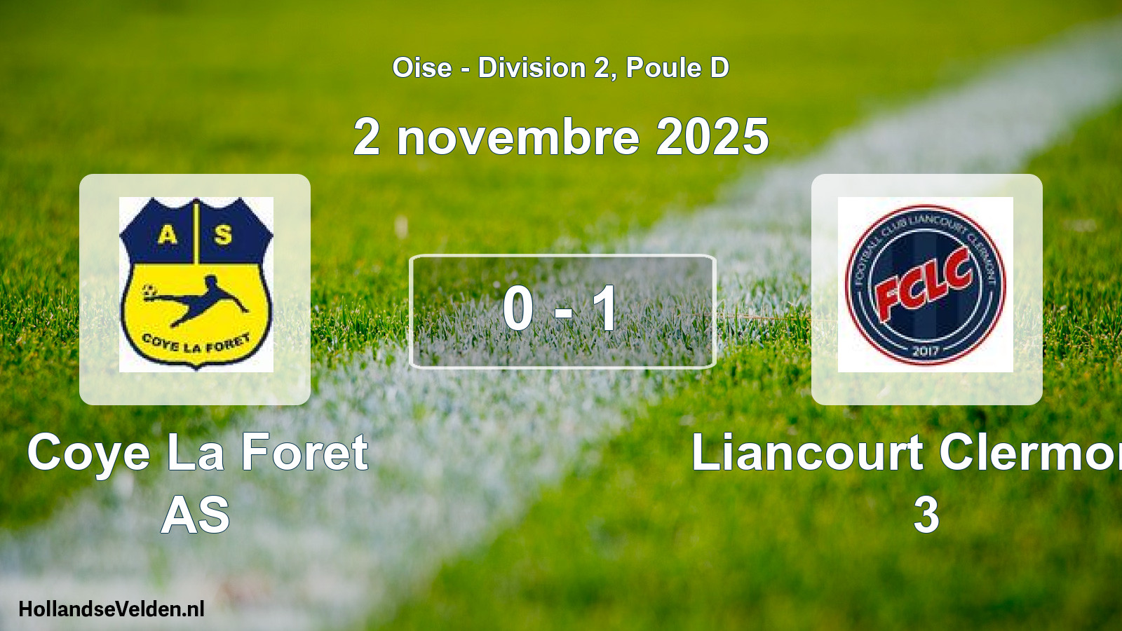 Match joué: Coye La Foret AS - Liancourt Clermont 3 0 - 1 (2 novembre 2025)
