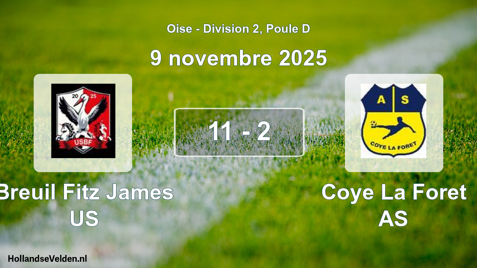 Total number of matches played: Breuil Fitz James US - Coye La Foret AS 11 - 2 (9 November 2025)