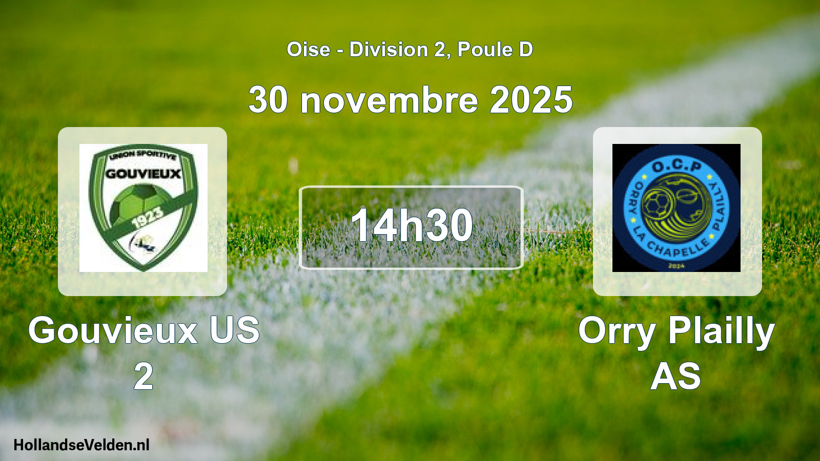 Match programmé: Gouvieux US 2 - Orry Plailly AS (30 novembre 2025)