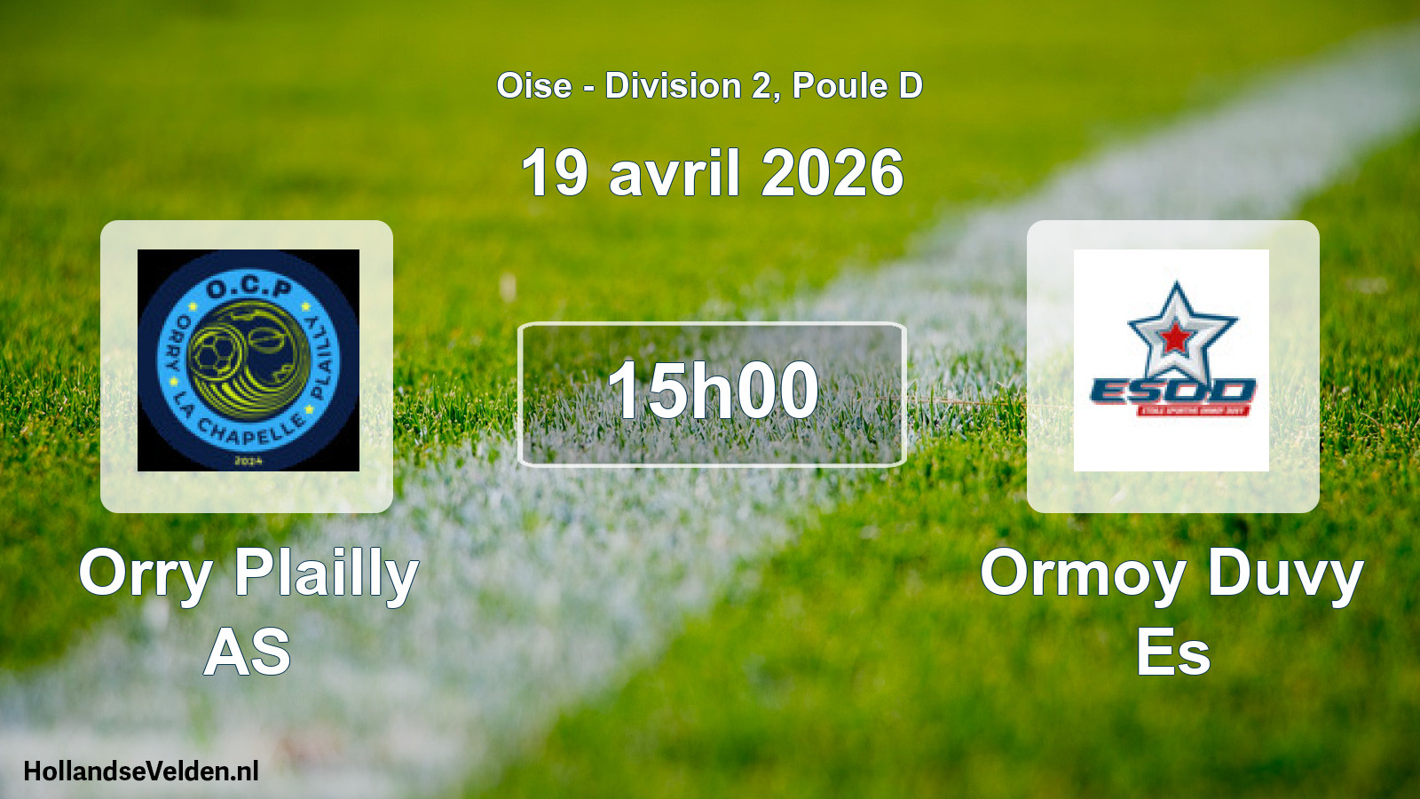 Match programmé: Orry Plailly AS - Ormoy Duvy Es (19 avril 2026)