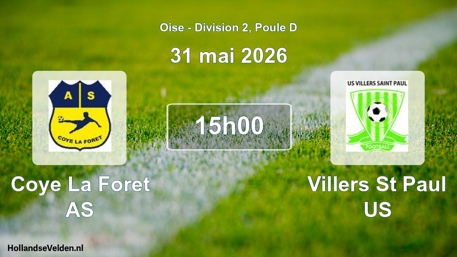 Match programmé: Coye La Foret AS - Villers St Paul US (31 mai 2026)