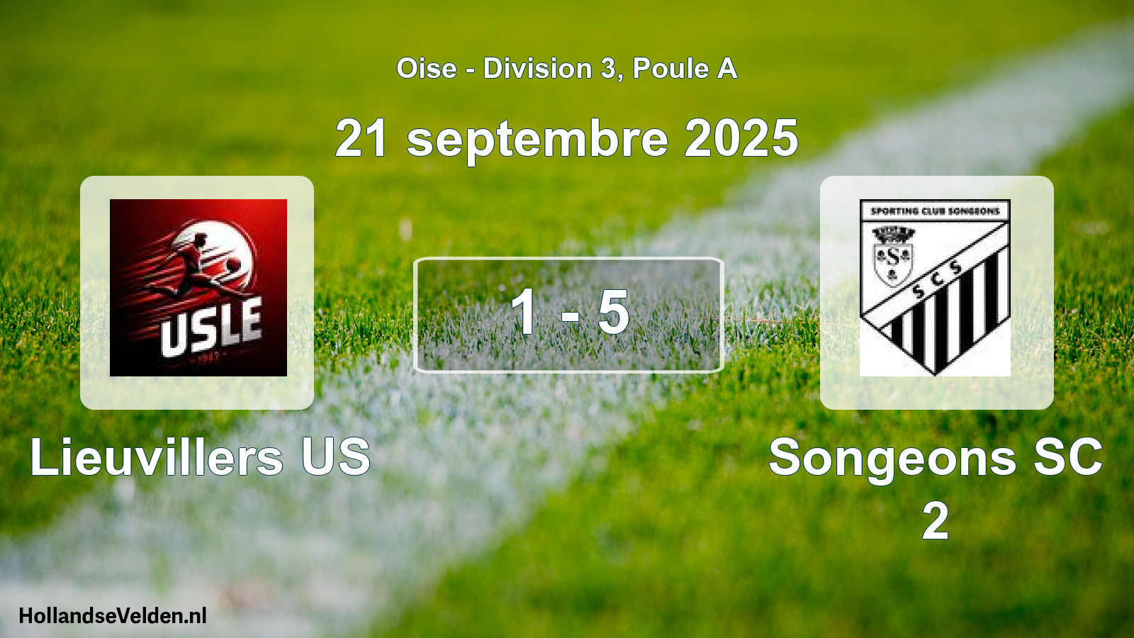 Match joué: Lieuvillers US - Songeons SC 2 1 - 5 (21 septembre 2025)