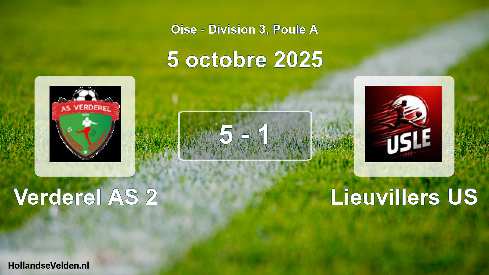 Match joué: Verderel AS 2 - Lieuvillers US 5 - 1 (5 octobre 2025)