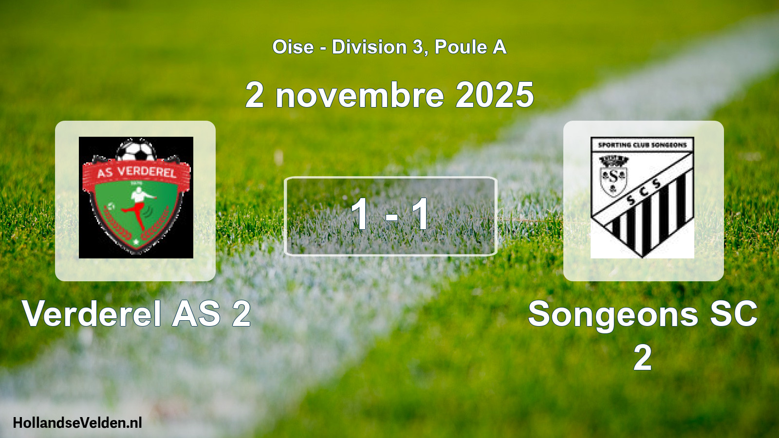 Match joué: Verderel AS 2 - Songeons SC 2 1 - 1 (2 novembre 2025)