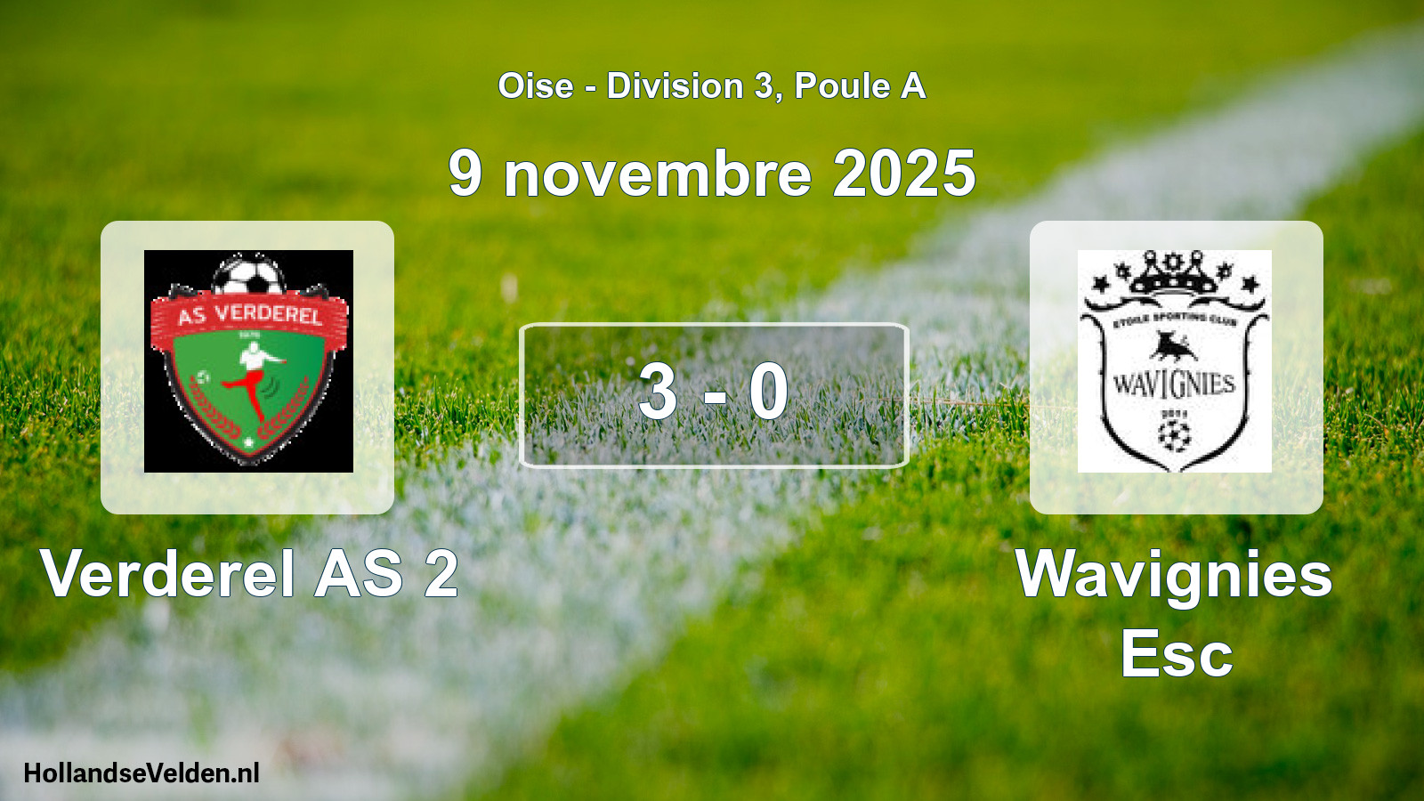 Match joué: Verderel AS 2 - Wavignies Esc 3 - 0 (9 novembre 2025)