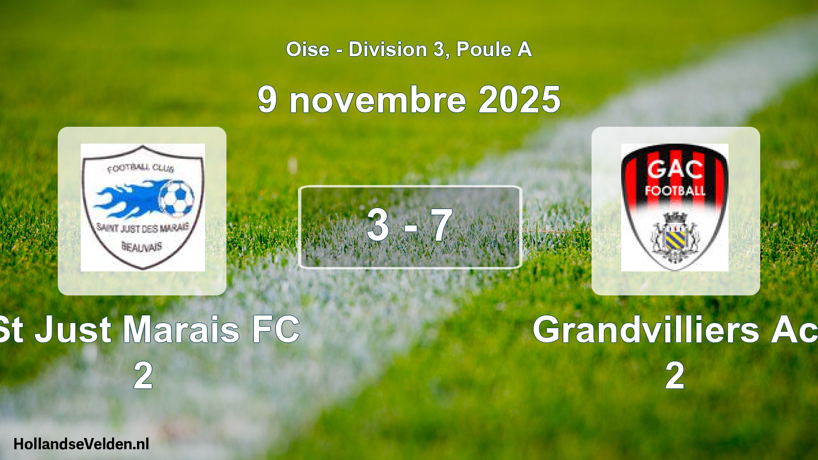 Match joué: St Just Marais FC 2 - Grandvilliers Ac 2 3 - 7 (9 novembre 2025)