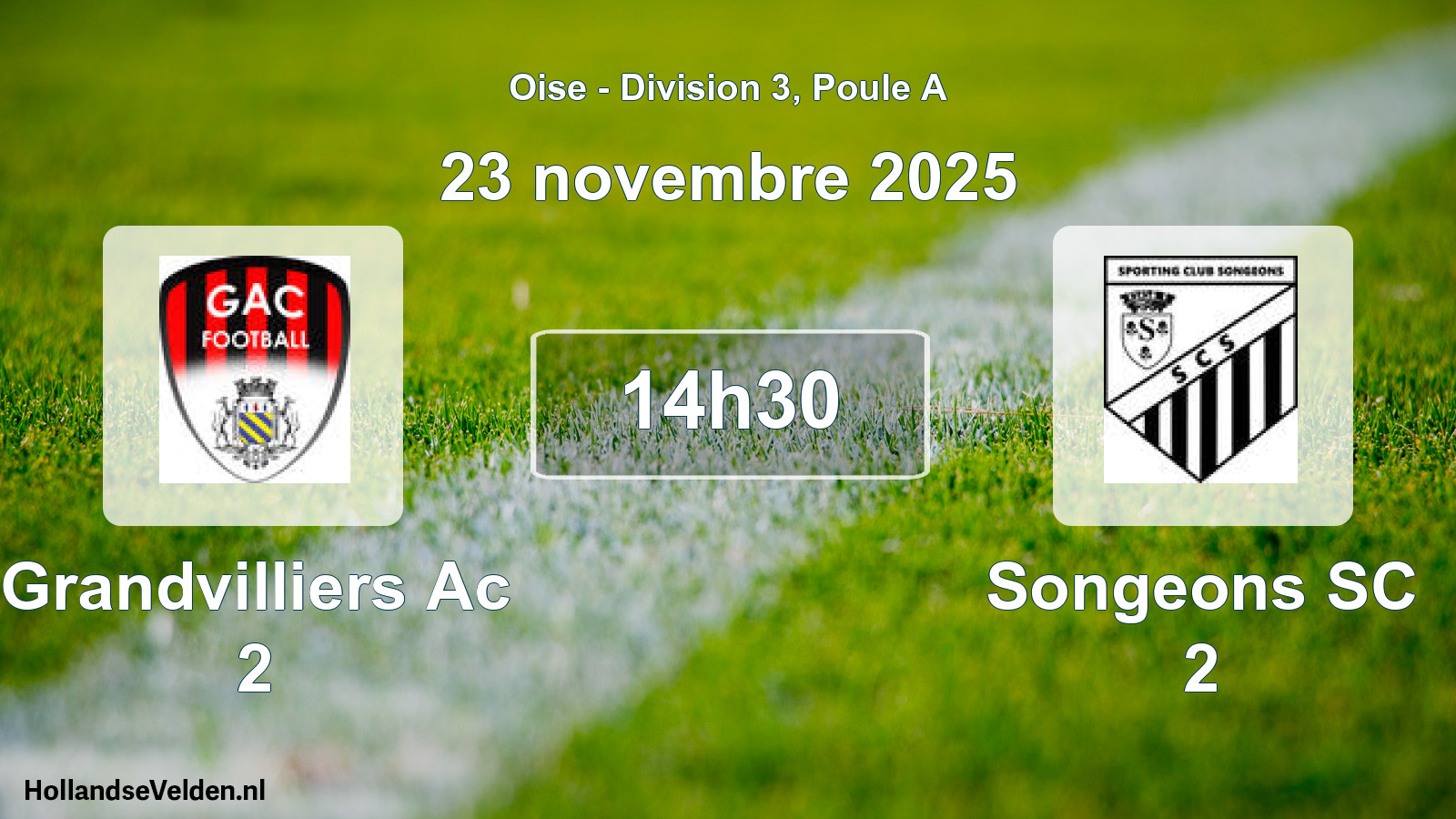 Match programmé: Grandvilliers Ac 2 - Songeons SC 2 (23 novembre 2025)