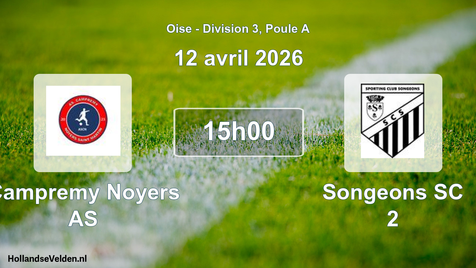 Geplande wedstrijd: Campremy Noyers AS - Songeons SC 2 (12 april 2026)